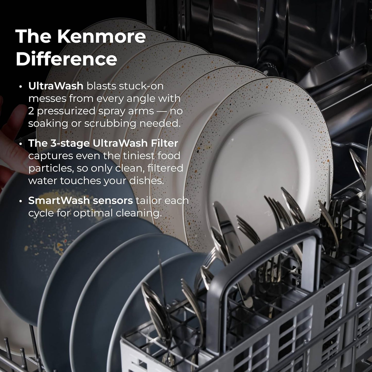 Kenmore 24" Built-in Stainless Steel Tub Dishwasher SmartWash, UltraWash, SmartDry Plus, MoreSpace Adjustable Rack, Energy Star Certified, Fingerprint Resistant