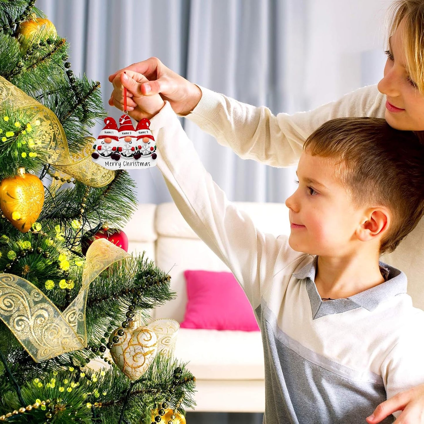 2025 Personalized Christmas Ornaments Family of 2/3/4/5/6,Custom Christmas Gnome Ornaments Deorations with Names,Customized Xmas Ornament Tree Deorations,Personalized Xmas Ornament Gifts