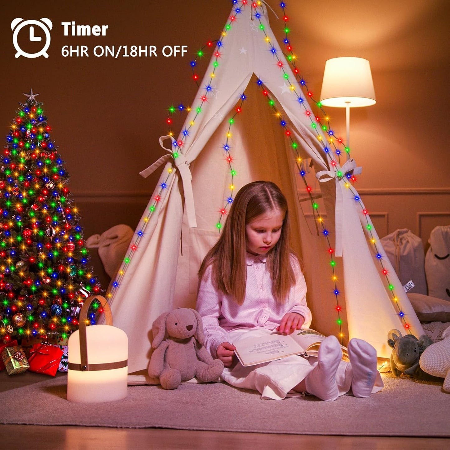 2 Pack Christmas Fairy Lights Battery Operated, 16.4FT 50 LED Dark Green Wire Micro Starry Twinkle Light with Auto Timer Waterproof, Indoor String Lights for Indoor Outdoor Yard Decor (Multicolor)