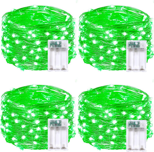 4 Pack 20FT 60LED Halloween Battery Operated Fairy Lights with Timer, Waterproof Battery String Lights Outdoor Indoor, Battery Twinkle Lights for Bedroom Wedding Birthday Party Halloween (Green)