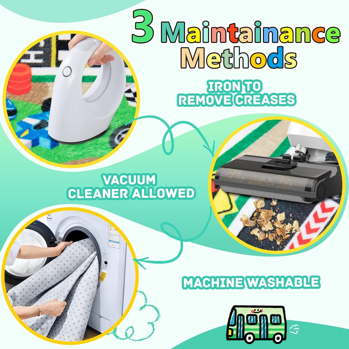 Kids Rug, Race Track Baby Play Mats, Realistic 3D Cascading Surround Route,5x7 Ft Kids Rug for Playroom, Great for Playing with Cars and Toys, Non-Slip Car Carpet