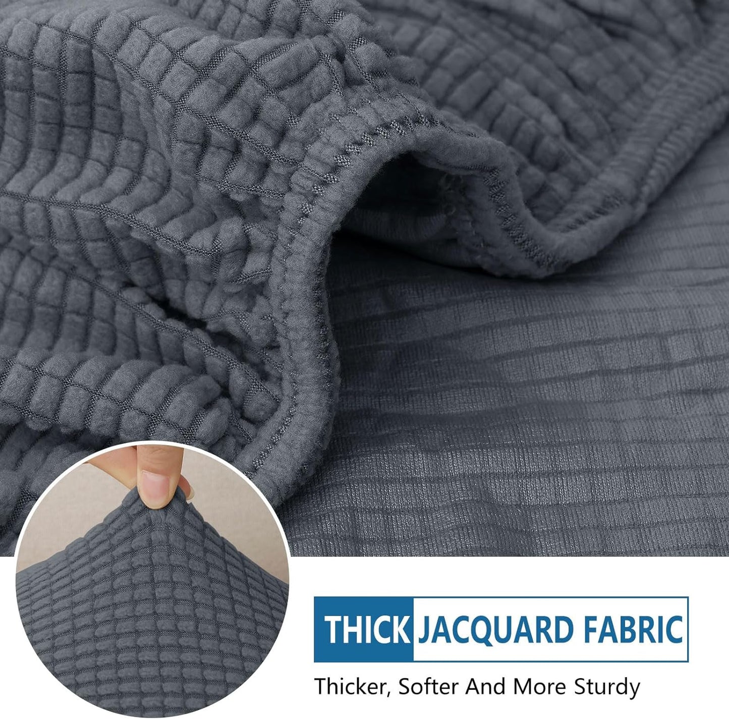 hyha Waterproof Couch Cushion Covers for Pets, Non Slip Sofa Seat Cover for Dogs Washable, Soft Thick Stretch Jacquard Fabric, Sofa Slipcovers with Elastic Bottom (1 Piece for Large, Grey)