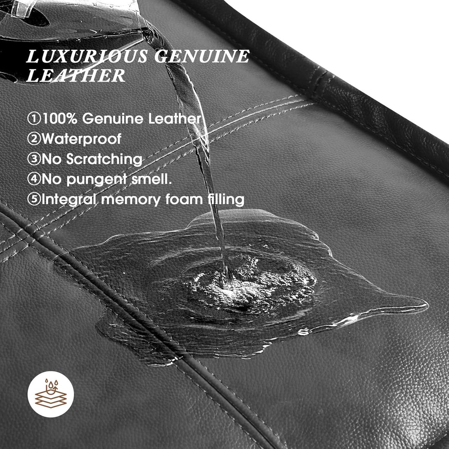 Leather Ottoman,Handmade Stuffed Square Ottoman,Genuine Leather Pouf, Foot Rest Pouf,Comfortable Soft Seating for Living Room & Bedroom (Grey, Square)