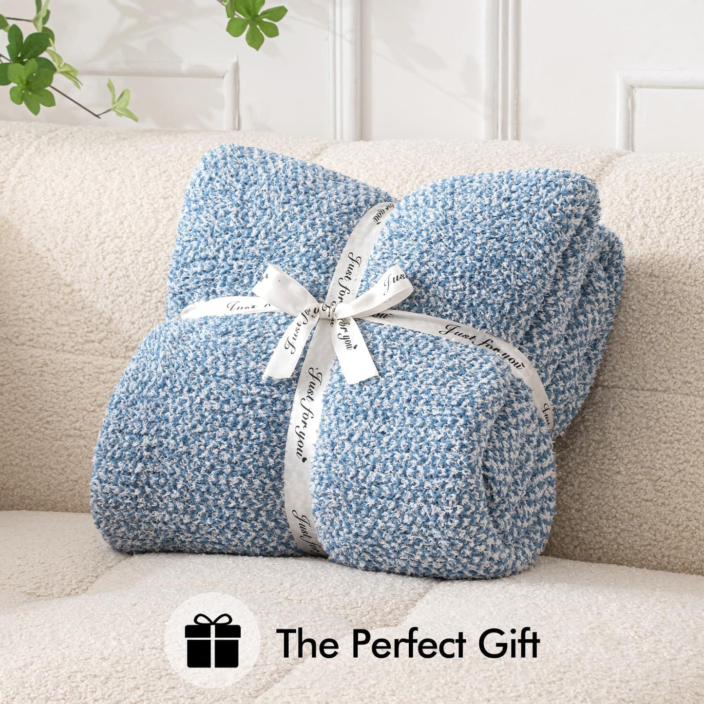 MIULEE Blue Super Soft Throw Blanket for Bed, Twin Size Cozy Fluffy Warm Blankets Knit Blankets for Couch, Sofa, Chair, Living Room, Camping, Picnic, 60 x 80 inch