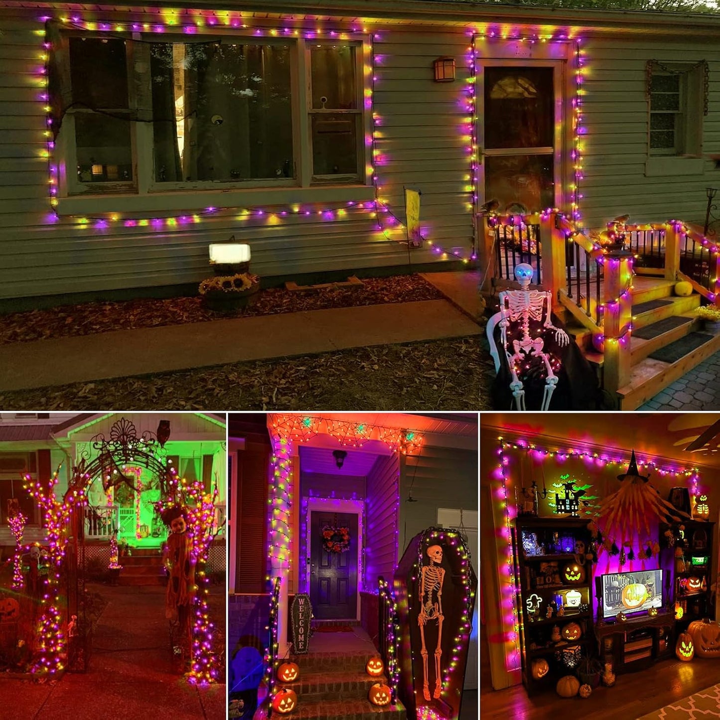 Brizled Waterproof Purple & Green Halloween Lights, 100 Count Incandescent Mini String Lights, UL Listed for Indoor Outdoor Use