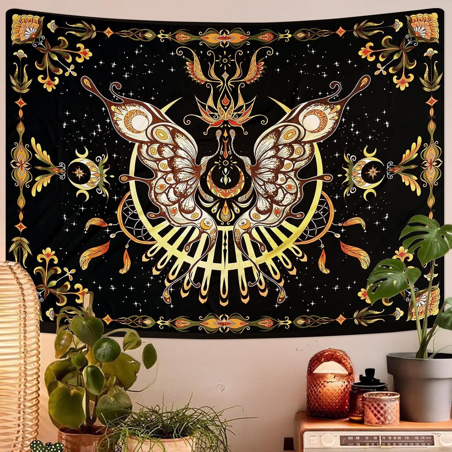CHDGDHC Butterfly Tapestry - Moth Wall Hanging, UV Resistant, Waterproof, Machine Washable, Lightweight, Psychedelic Bedroom Aesthetic Decor for Bedroom, Living Room, Yoga Room - 39.37x29.92 Inch
