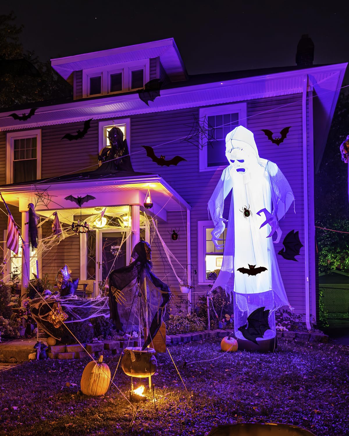 Bat Wall Decor, Spider Wall Decor Spider Net Decor Halloween Bats Decorations 3D Realistic PVC Bats Stickers for Outdoor DIY Home Decor Party Supplies 4pcs