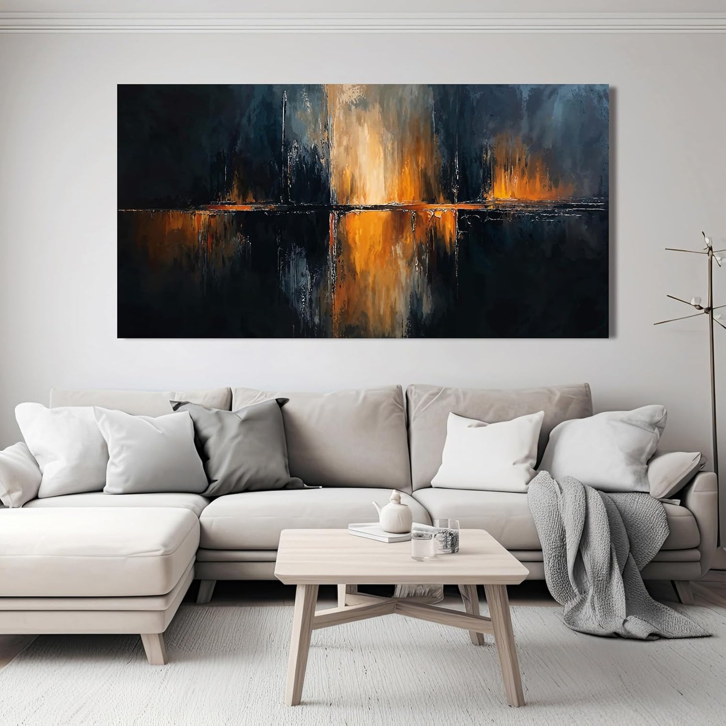 Canvas Wall Art Decor Modern Black Wall Art Prints Large Gold Wall Art Decorations Art Work for Wall Decor Wall Art Pictures for living Room Abstract Artwork for Walls Bedroom Office Decor 24" X 48"