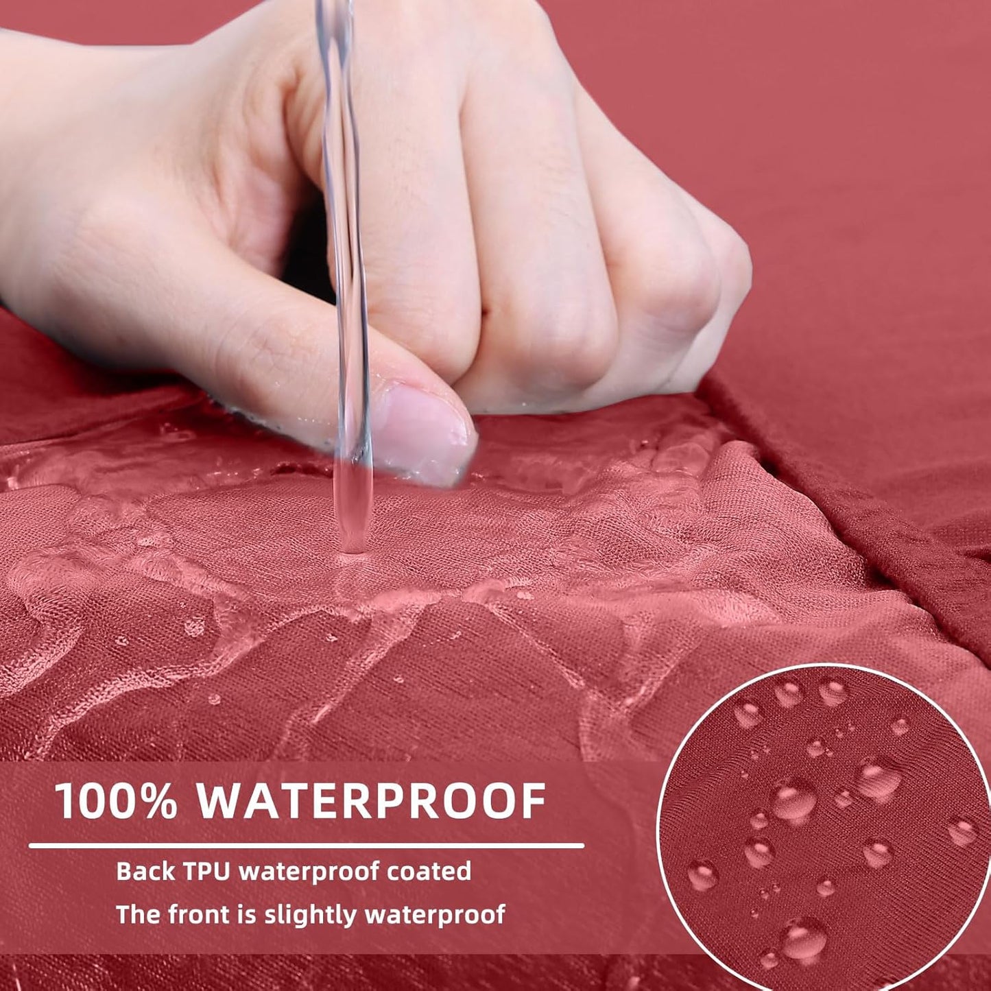 hyha Waterproof Couch Cushion Covers, Stretch Sofa Couch Seat Slipcover for Dog Washable, Non-Slip Waterproof Outdoor Cushion Covers for Patio Furniture Replacement (1 Piece for Medium, Wine Red)