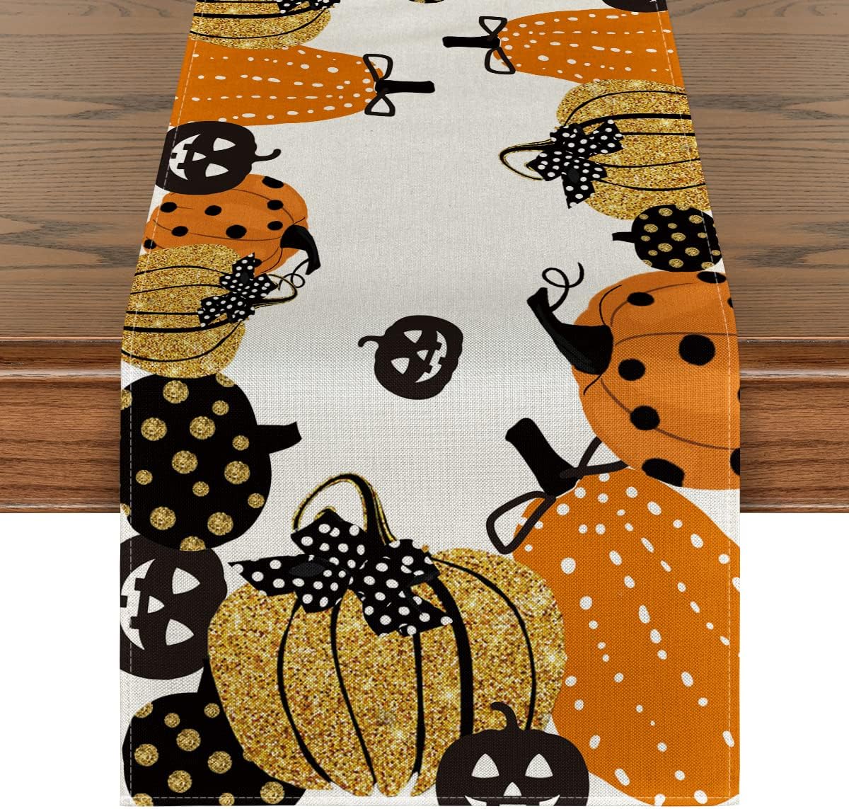 Artoid Mode Halloween Jack-O-Lantern Pumpkin Table Runner, Holiday Kitchen Dining Table Decoration for Indoor Outdoor Home Party Decor 13 x 72 Inch