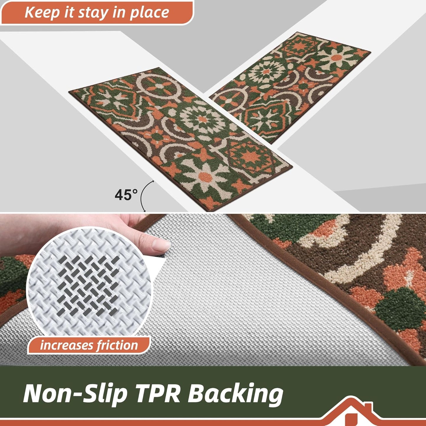 BEQHAUSE Dirt Trapper Door Mat 24" x 36", Non-Slip Entryway Rugs Washable, Floor Mat Stain Resistant and Absorbent Welcome Mat for Front Back Door, Muddy Wet Shoes & Paws, Boho Geometric Floral
