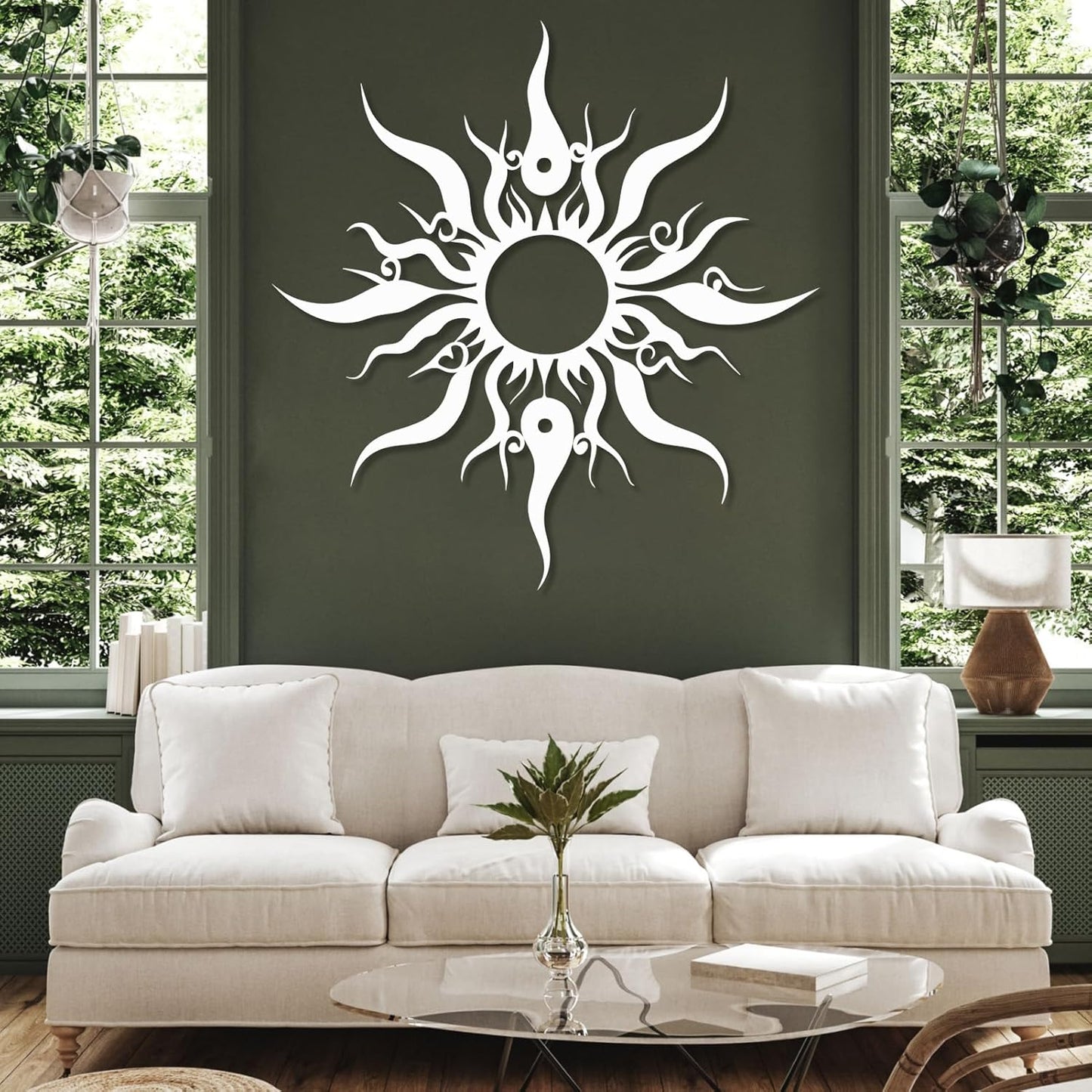 Hotuijxca Metal Wacky Sun Wall Art, Wacky Sun Metal Decor for Livingroom, Bedroom (Black, 19"x18"/47x45cm, metal wall art)