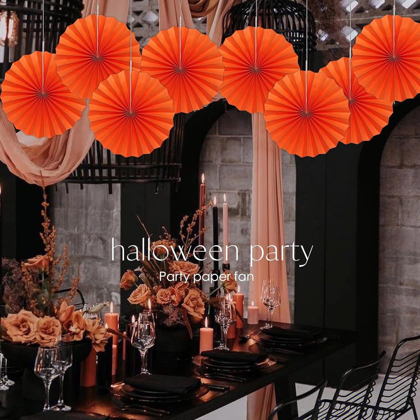 Orange Birthday Party Decorations,DIY Orange Paper Fans Hanging Decoration,12in Halloween Paper Fans,Halloween Decor,Fox Birthday Decorations Events Accessories 30 Color DIY Set (Orange)
