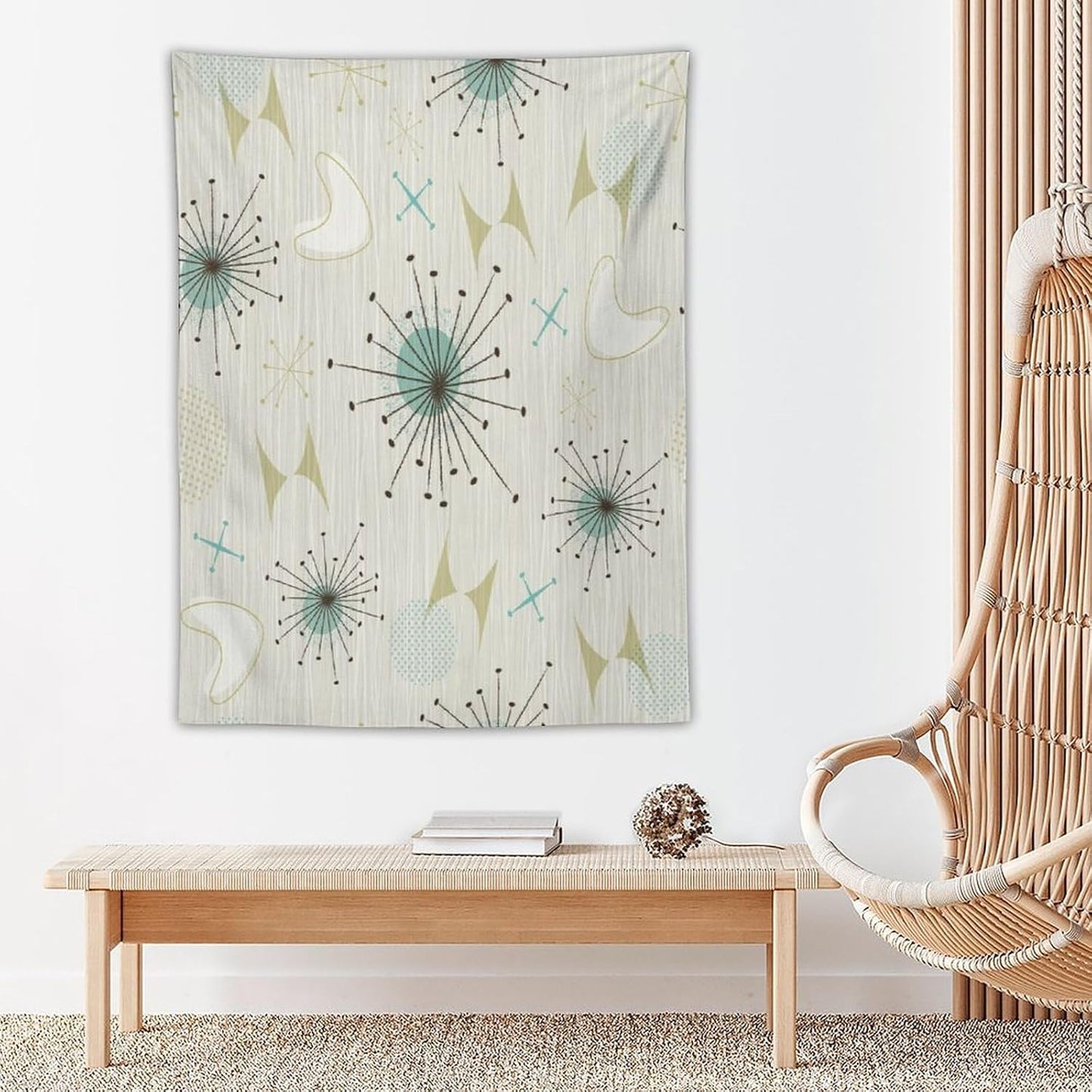 ICMOLYYENLO Boho Medieval Cat Tapestry, Abstract Atomic Starburst Geometric Aesthetic Art Wall Hanging For Bedroom Living Room Dormitory 50x60 Inches