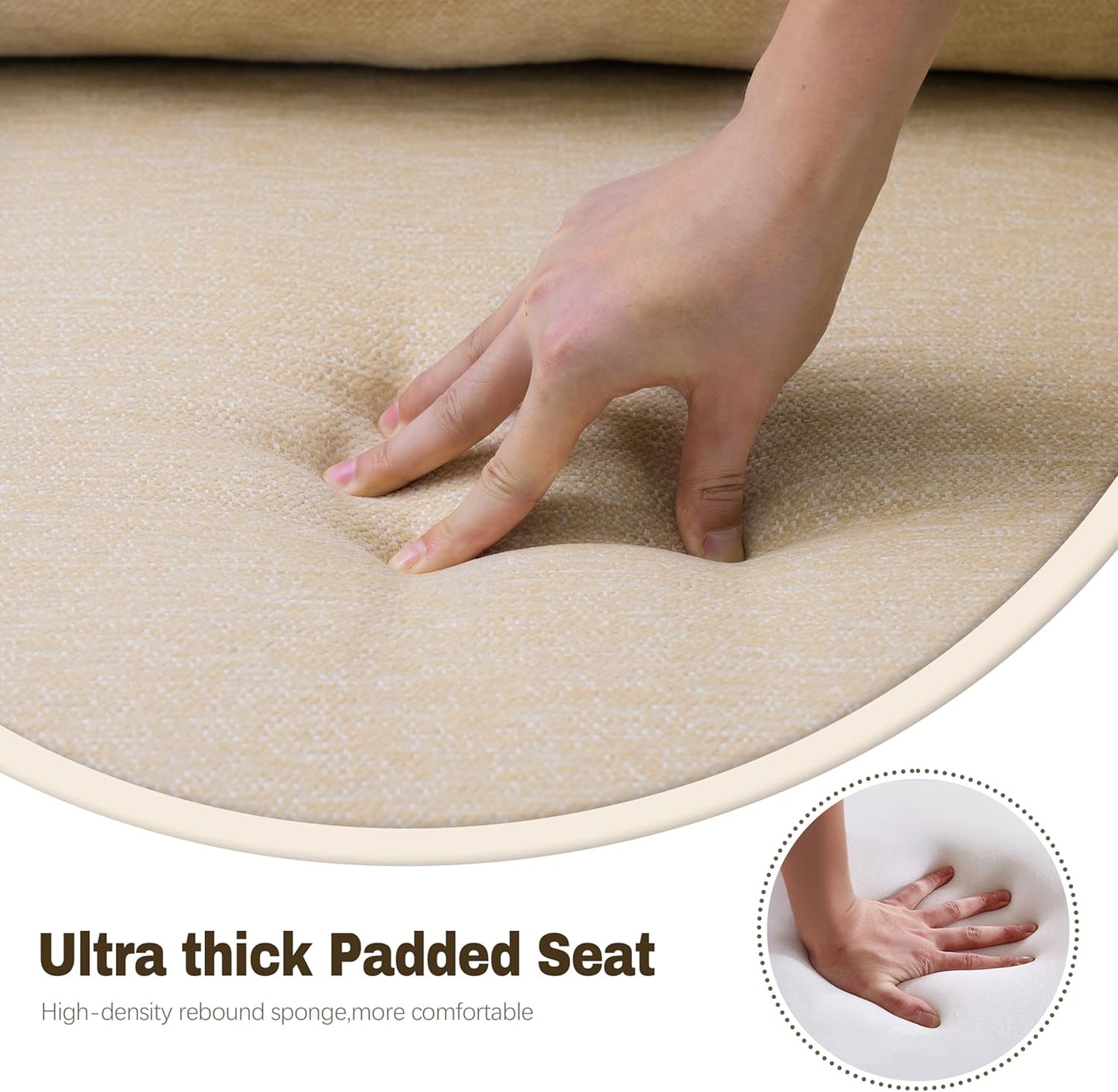 Modern Accent Chair for Living Room Mid Century Arm Chair Upholstered Bedroom Chair Comfy Lounge Chair with Solid Wood Frame, Beige