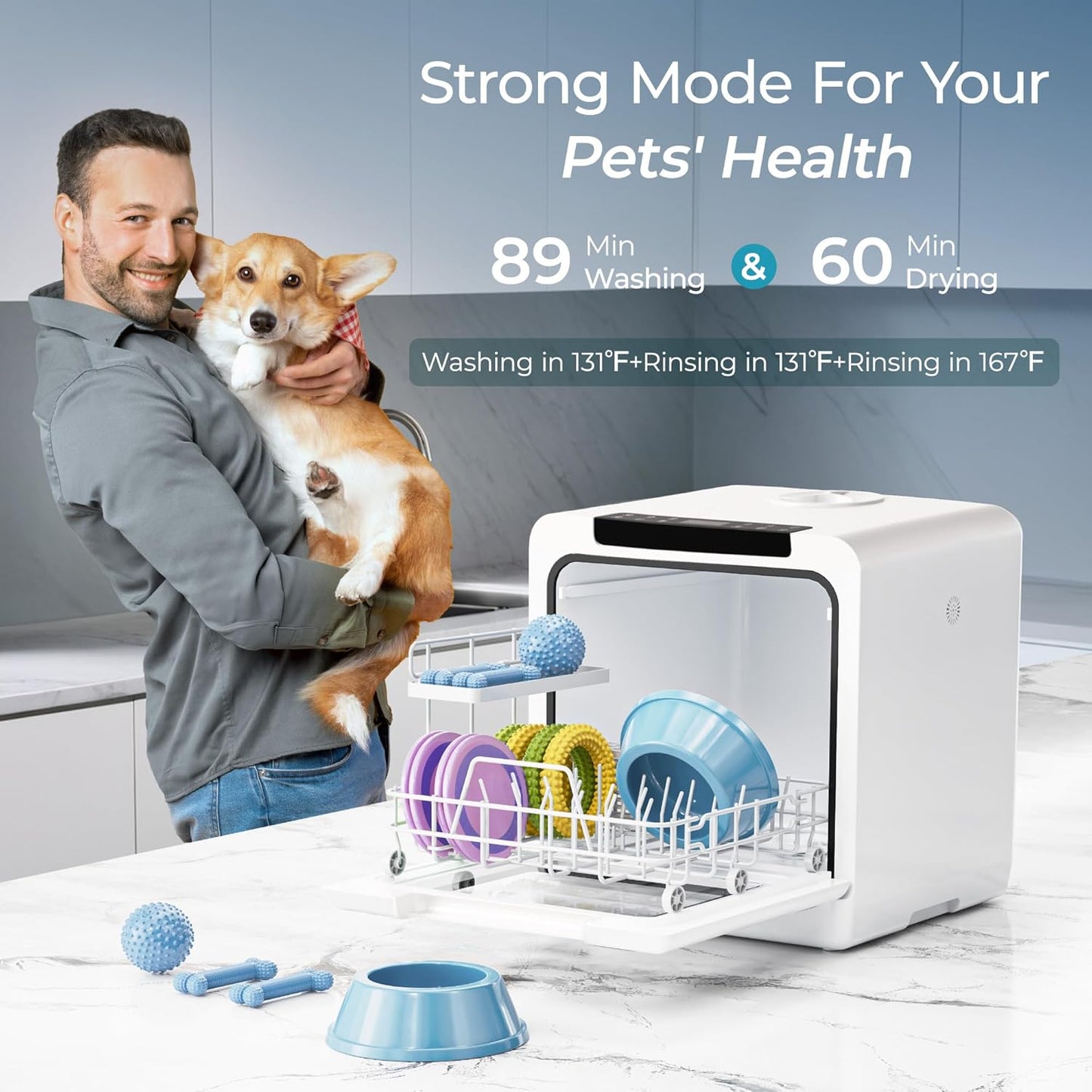 EUHOMY Portable Dishwasher Countertop Dishwashers, 8 Programs Mini Dishwasher, 5L Built-in Water Tank and Inlet hose, Self Clean, Baby Care, Air Dry Function, for Apartments & RVs, No Hookup Needed