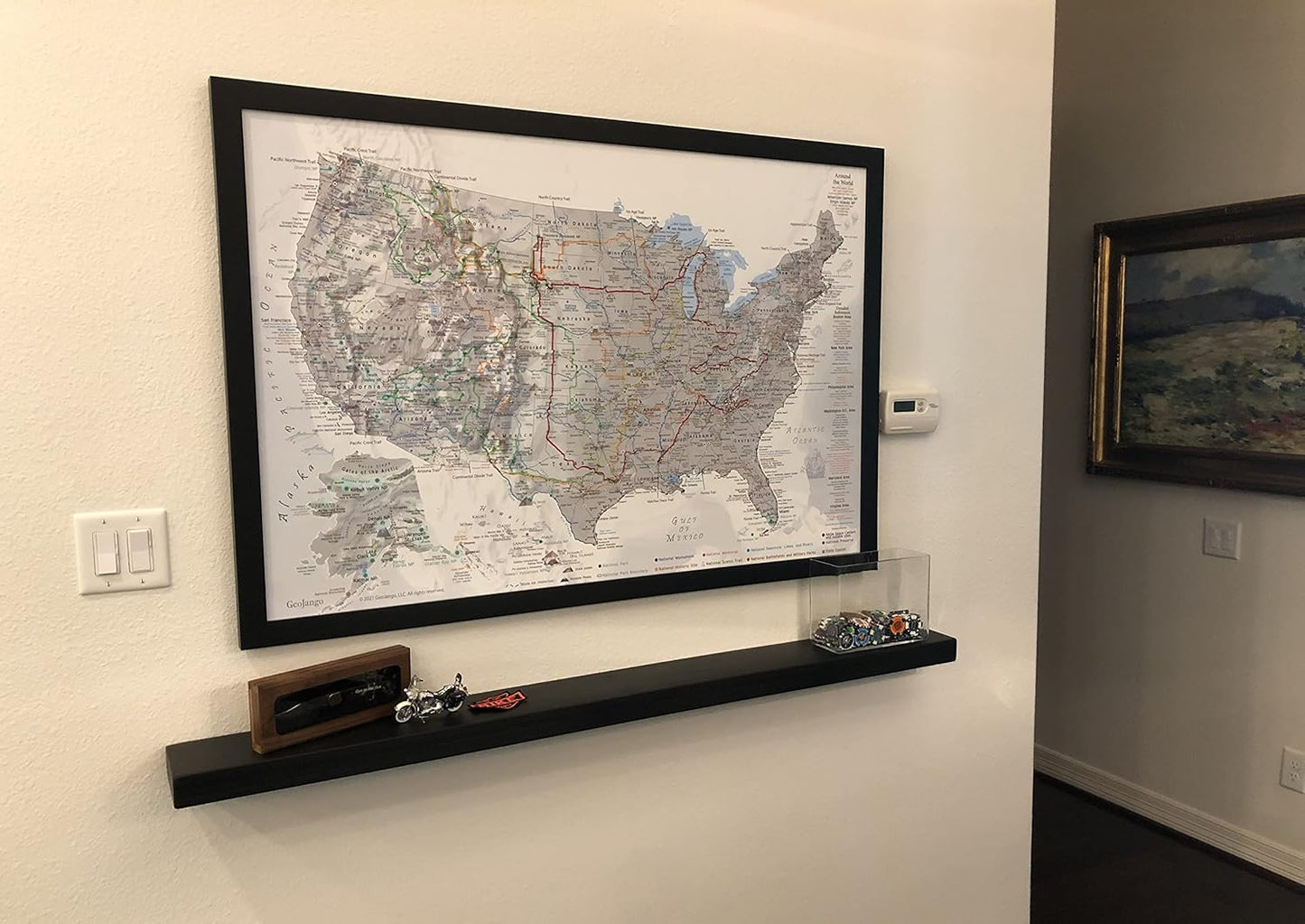 joelsantiques - 54 Inch Wooden Floating Shelves for Wall - 54x6x2 in - Made of Natural Wood - Long Heavy Duty Rustic Wall Shelves for Bedroom - Perfect for Living Room, Kitchen - Black