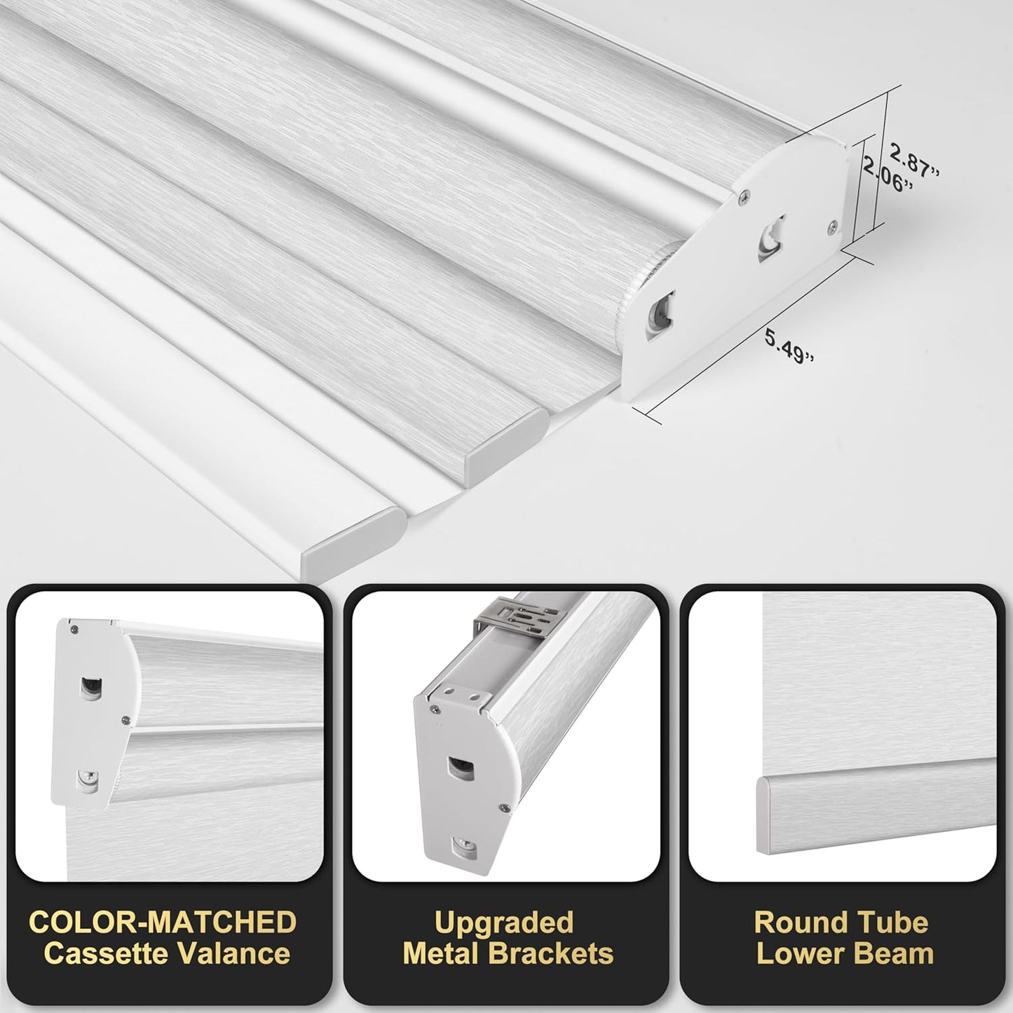 BERISSA Cordless Dual Roller Shades with Cassette Valance,Double Window Shades Blackout and Light Filtering Shades,Day and Night Roller Shades for Home Office Door.Striped Jacquard White.32 W x 36" H