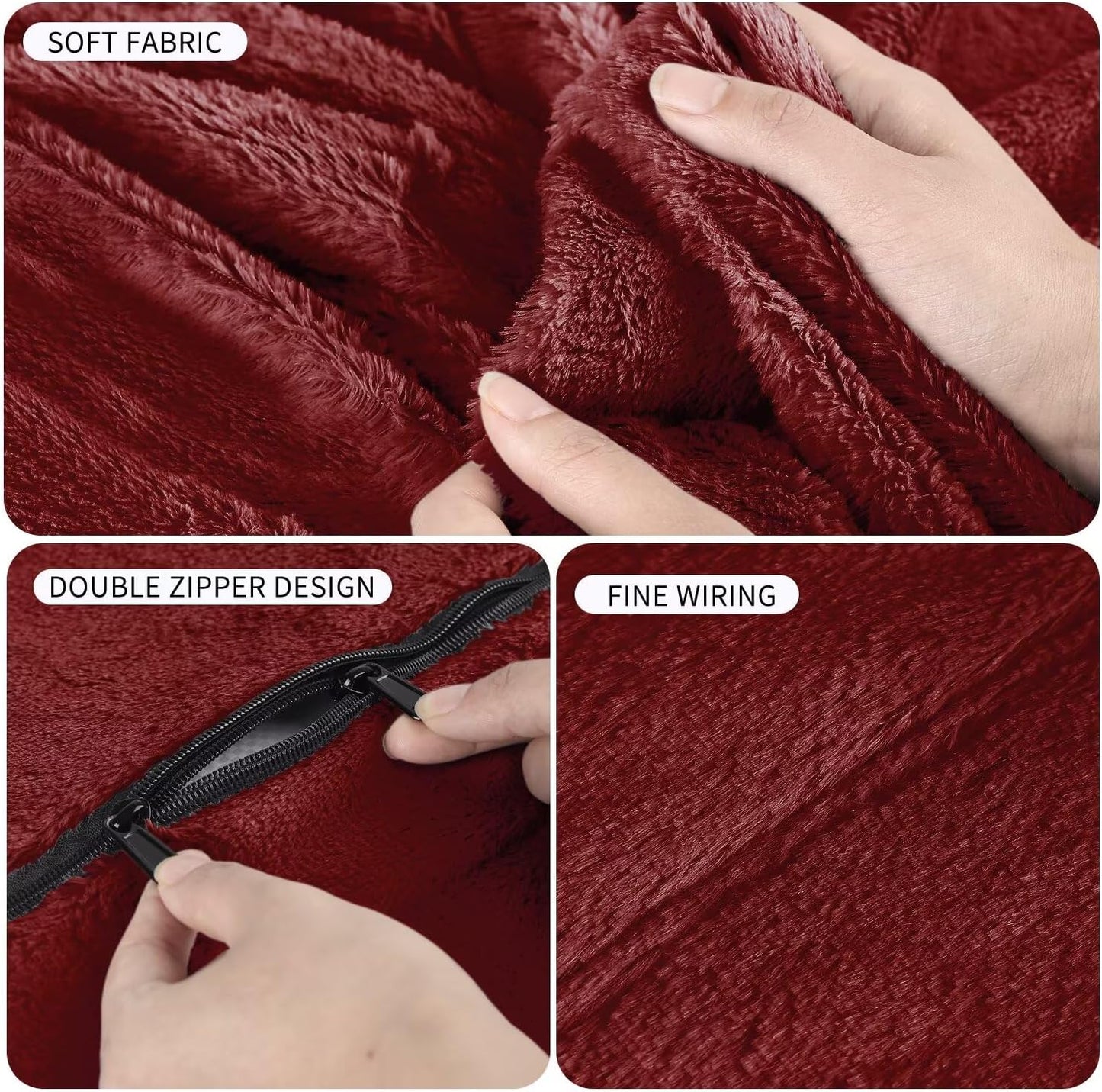 Bean Bag Chair for Adults 7FT,Soft Removable Cover for Teens/Girls Bedroom,Fluffy Giant Round Floor Beanbag Lounger Chairs (No Filler,Claret)