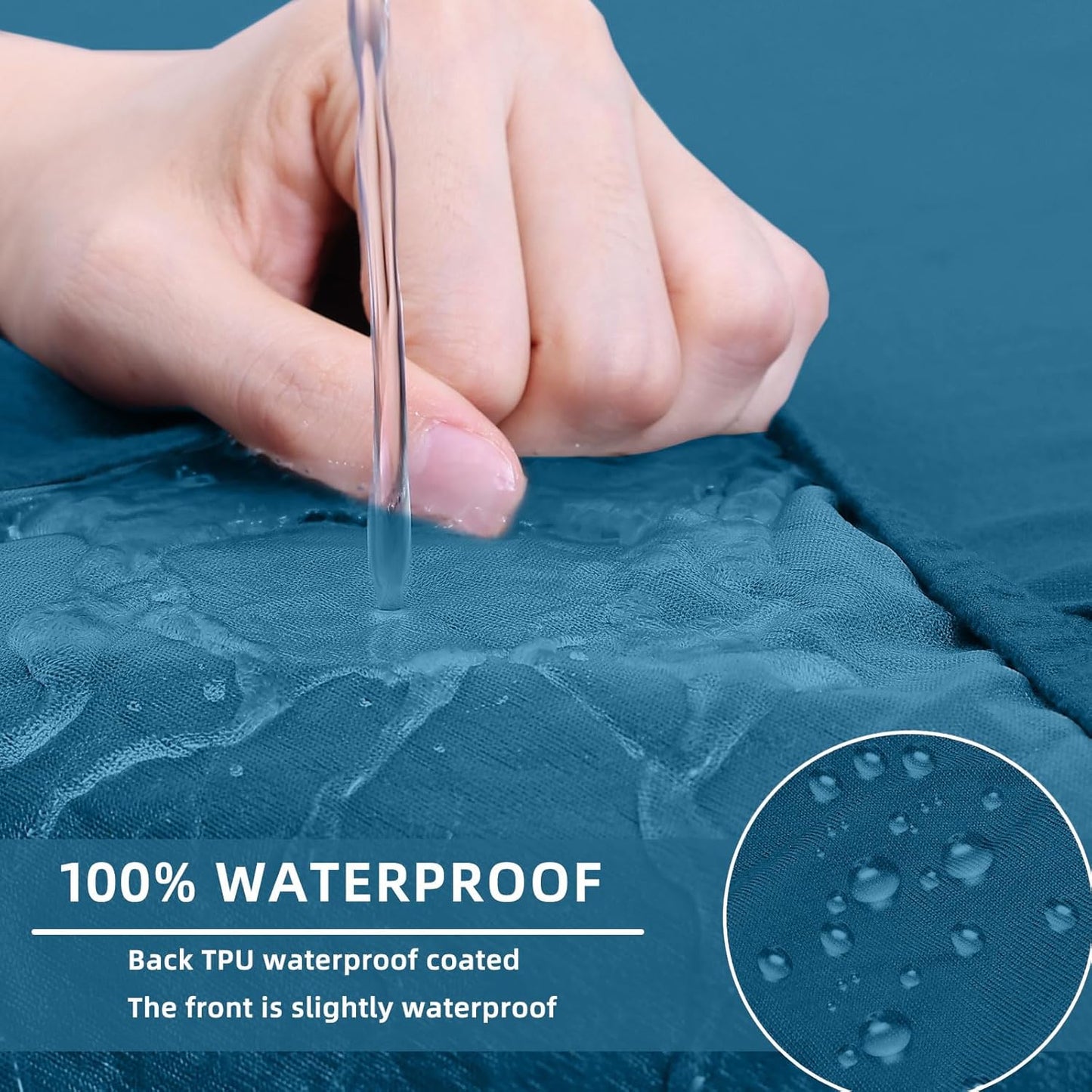 hyha Waterproof Couch Cushion Covers, Stretch Sofa Couch Seat Slipcover for Dog Washable, Non-Slip Waterproof Outdoor Cushion Covers for Patio Furniture Replacement (3 Pieces, Deep Teal)