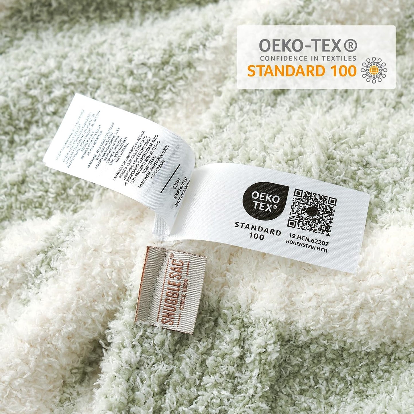 Snuggle Sac Stripe Sage Green Blanket Twin Size, Reversible Super Soft Warm Bed Blankets, Cozy Knit Fuzzy Blanket for Bed,Sofa, Living Room, Stripe Green, 60"x80"