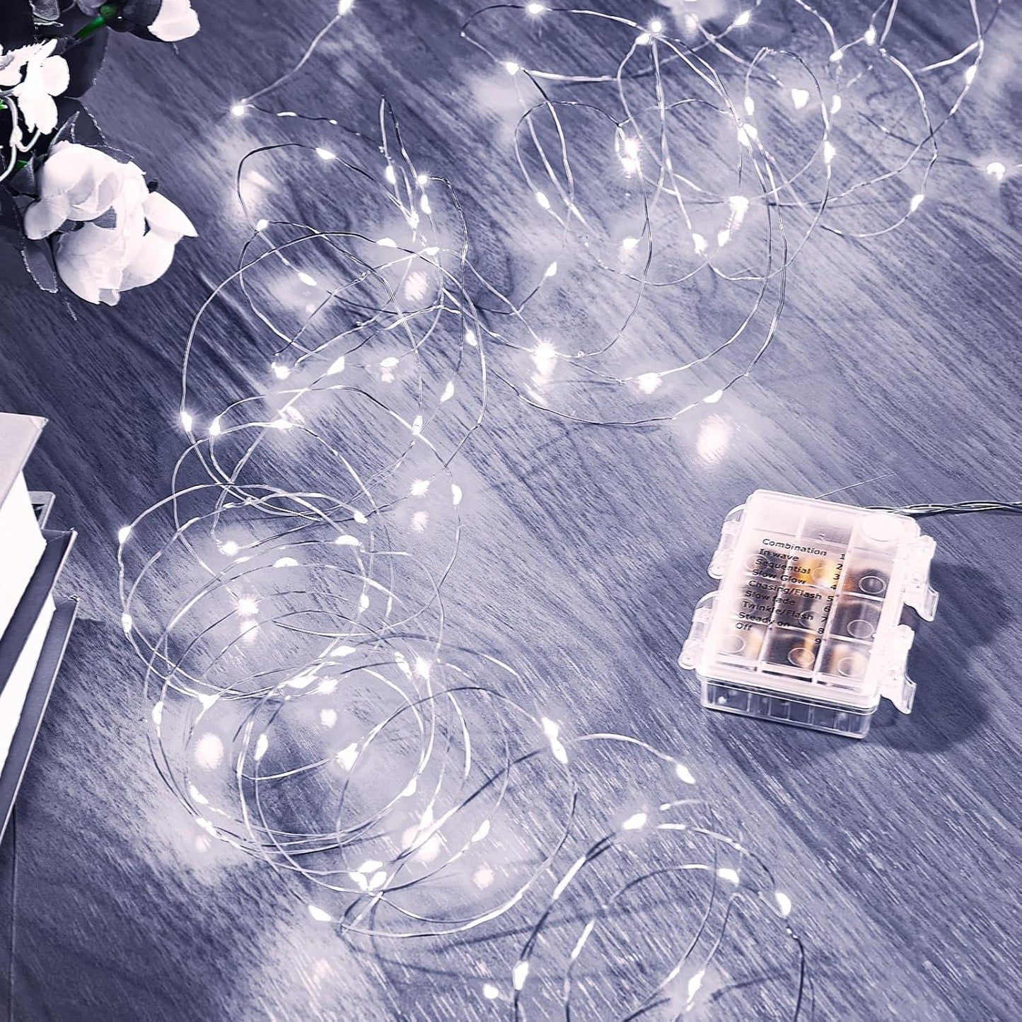 1 Pack 32.8 Ft. Battery Operated Outdoor String Lights with Remote & Timer, LED Cool White Fairy Lights, Waterproof Twinkle Lights for Bedroom, Dorm, Mason Jar, Wedding, Party, Christmas