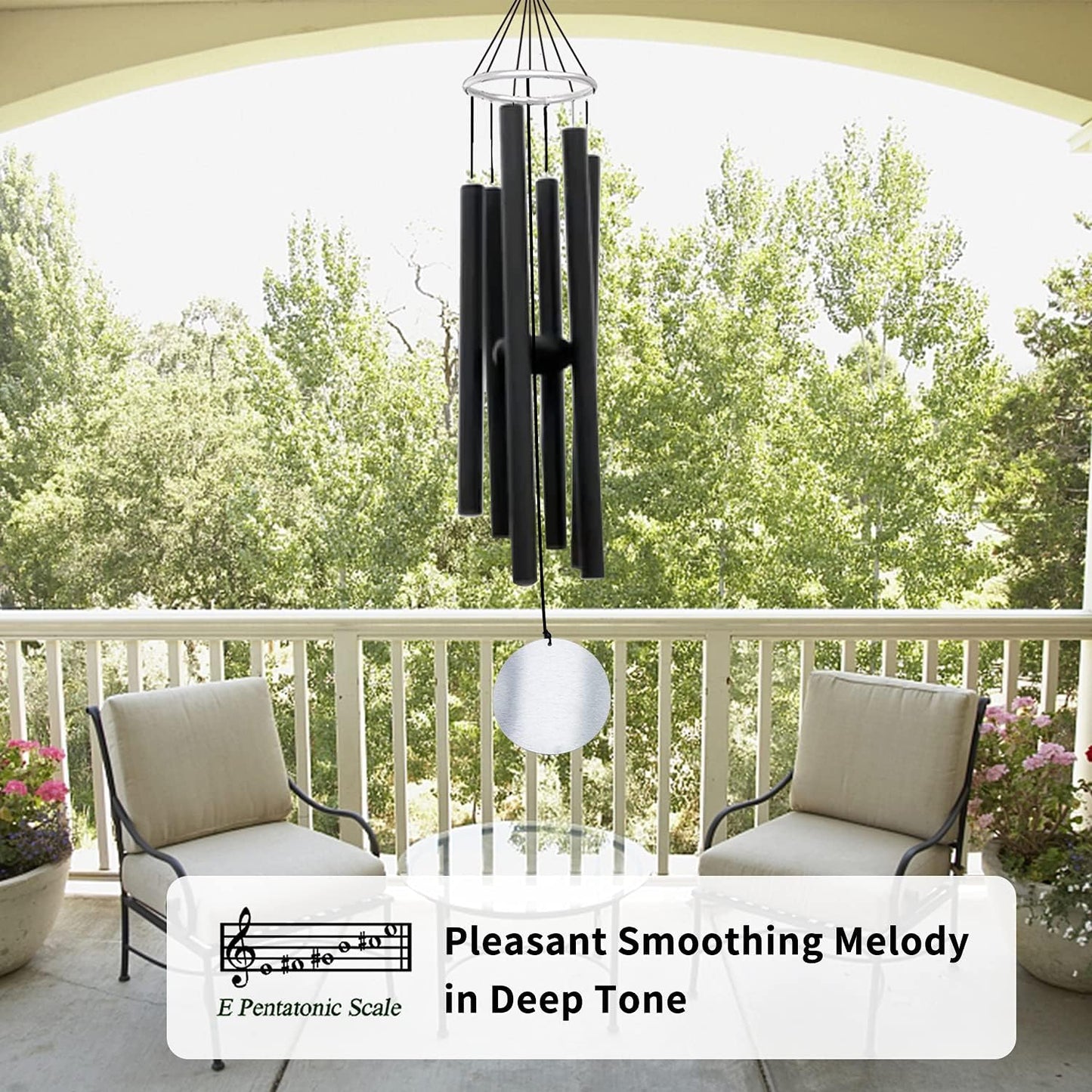 ASTARIN Wind Chimes Outdoor Large Deep Tone,36 Inch Large Chimes for Outside Tuned Relaxing Soothing Low Bass,Memorial Windchimes Sympathy for Mom Dad,Black