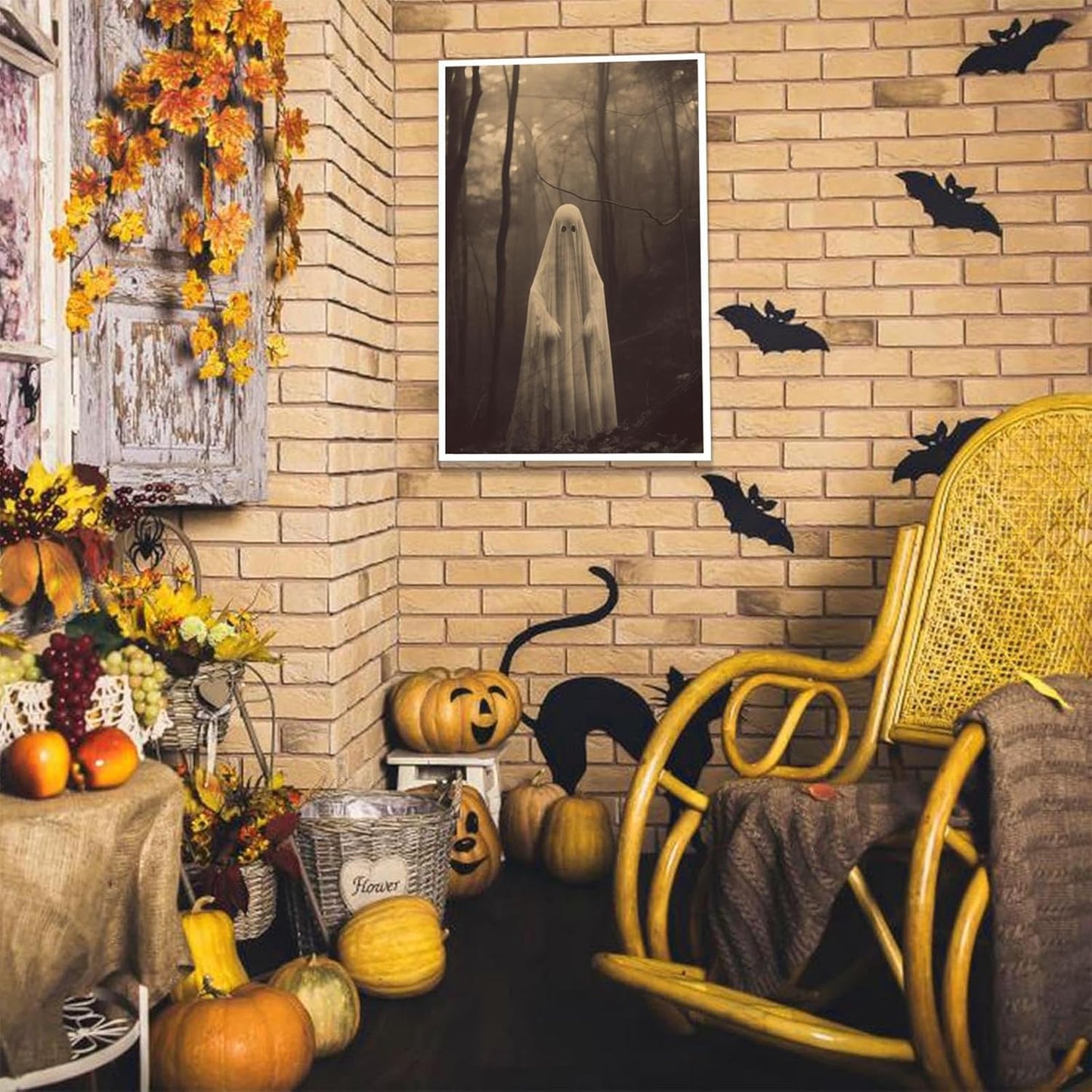 Ghost Forest Spooky Print Poster The Gothic Room Decor Creepy Picture Posters Dark Academia Aesthetic Family Prints Canvas Wall Art Home Apartment Decorations 16X24inch Unframed