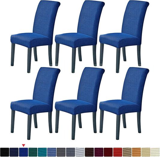 Howhic Stretch Chair Covers for Dining Room Set of 6, Removable Washable Dining Room Chair Covers, Dining Chair Slipcovers Seat Protector, Great for Home Decor and Banquet (Classic Blue, 6 Pack)