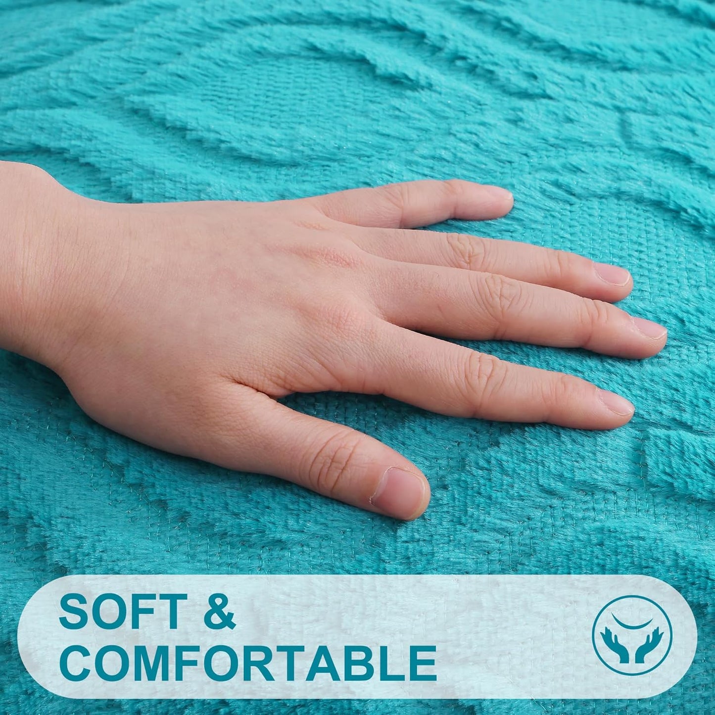 decorUhome Fall Throw Pillow Covers 18x18 Inch Set of 2, Soft Plush Decorative Faux Fur Turquoise Solid Couch Pillow Covers, Accent Farmhouse Neutral Square Euro Pillow Cases for Sofa Bed Living Room