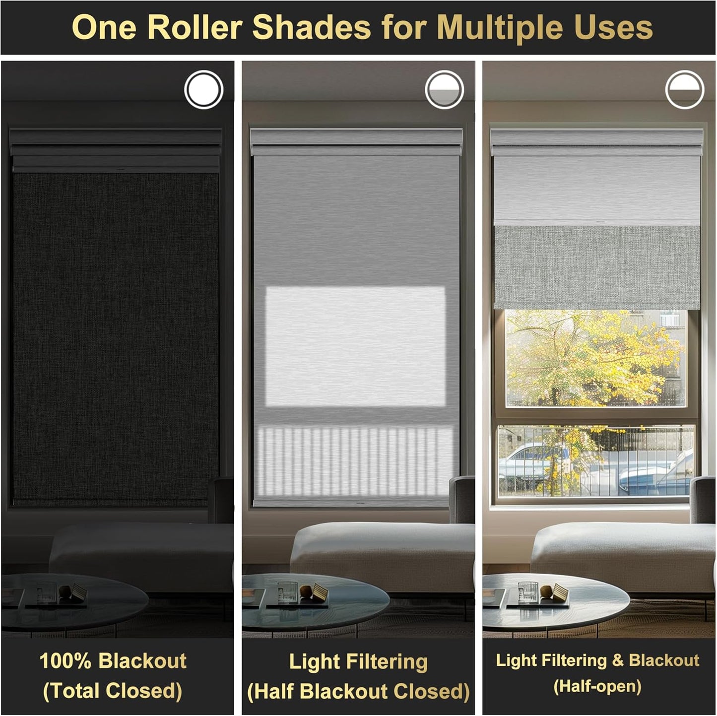BERISSA Cordless Dual Roller Shades with Cassette Valance, Double Window Shades - Blackout and Light Filtering, Day and Night for Home Office Door. Linen Grey and White. 37 W x 80" H