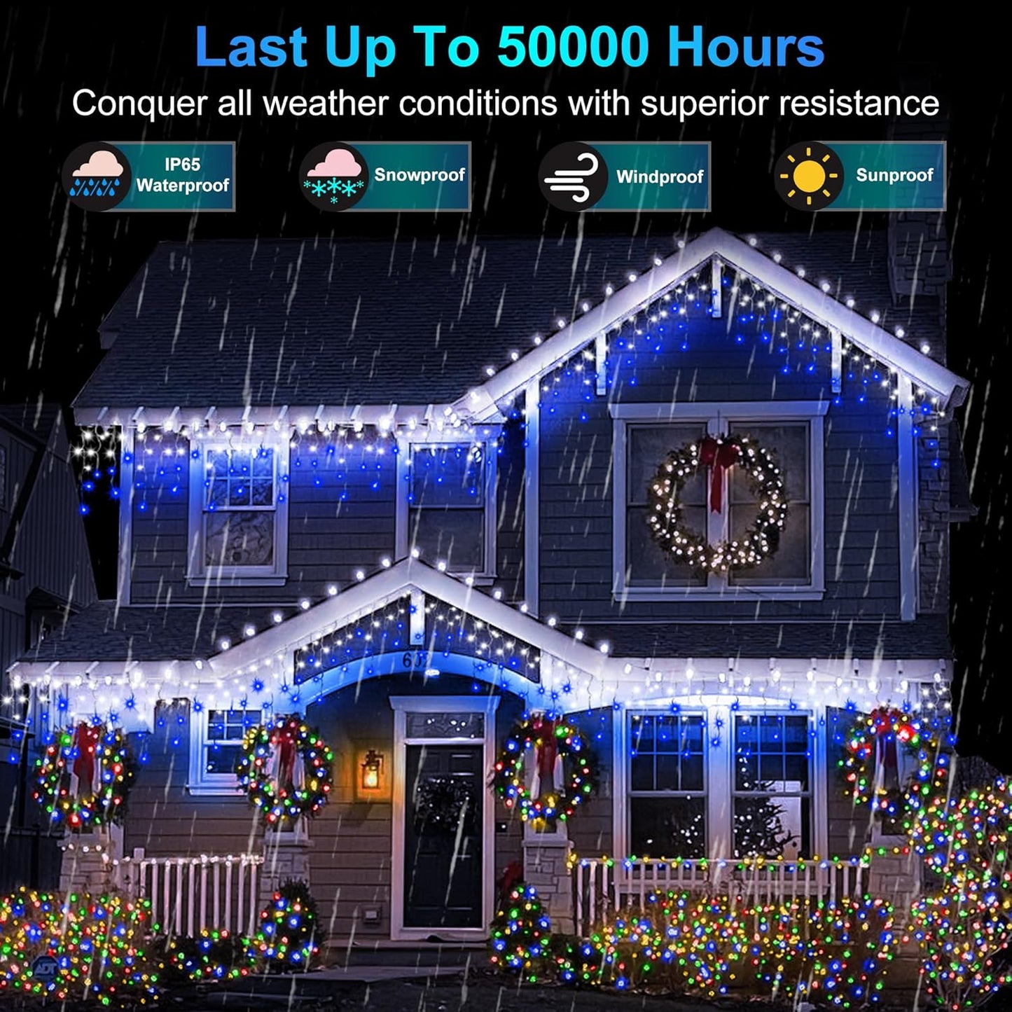 666 LED 66FT Christmas Lights with 148 Drops, 12 Modes Dimmable CoolWhite & Blue Outdoor Hanging Lights with Timer Memory, Waterproof Curtain Lights for Bedroom Yard Indoor Window Roof Fence Wedding