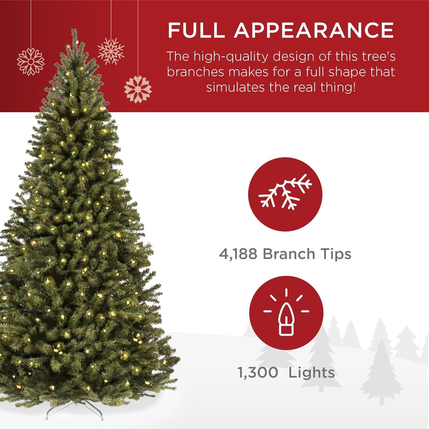 Best Choice Products 12ft Pre-Lit Spruce Artificial Holiday Christmas Tree for Home, Office, Decoration w/ 1,300 Incandescent Lights, 4,188 Branch Tips, Easy Assembly, Metal Hinges & Foldable Base