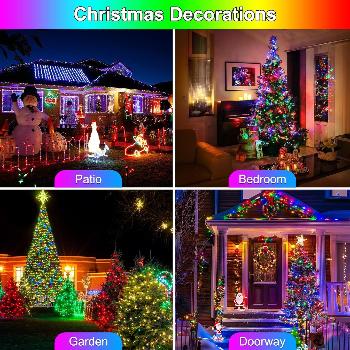 196 FT 600LED Christmas Lights Plug in,Multi Color Waterproof Fairy Lights with Timer/8 Modes, Christmas Tree Lights Lighting Outdoor Indoor Garden Party Wedding Christmas Tree Decoration