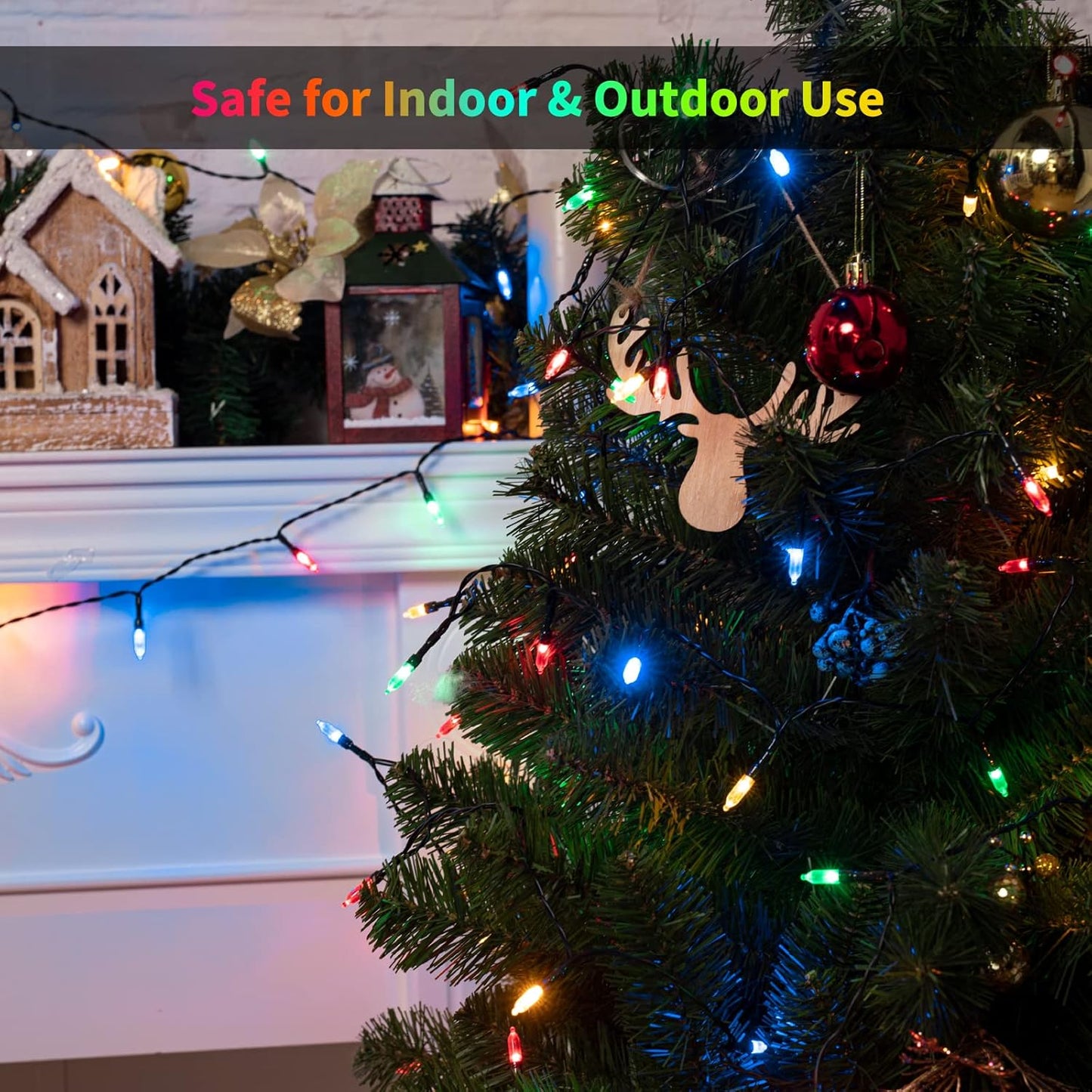 Brightown Christmas Lights 4 Pack 50 LEDs Battery Powered String Lights with Green Wire for Holiday Decorations, Tree Lights, Party, Xmas, Easter, Wedding, Patio, Home Decor, Indoor and Outdoor Use