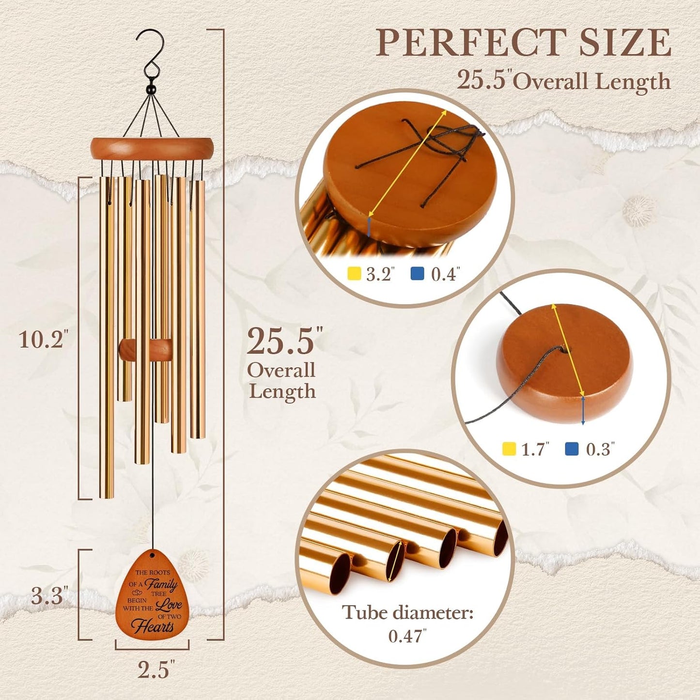 25th Wedding Anniversary Wind Chime, Happy 25th Anniversary Romantic Gifts for Couple, Parents, Wife, Husband, Friends, Sliver Wedding Anniversary's Keepsake Gifts Ideas