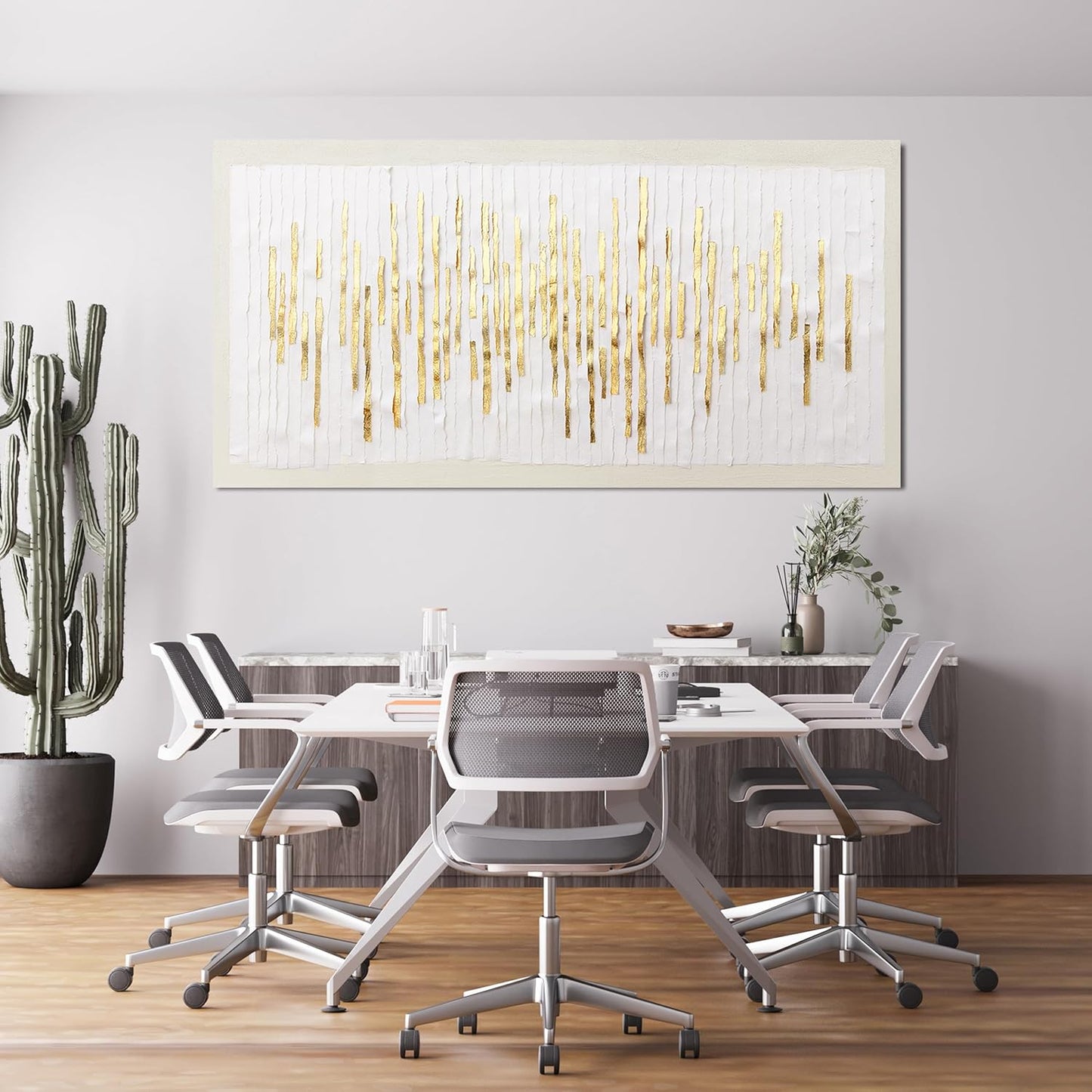 Canvas Wall Art Decor Modern Large Wall Decor For Living Room Gold Abstract Wall Art White Textured Wall Art Large Artwork for Walls Canvas Prints Art Work For Home Office Wall Decor 29" X 58"