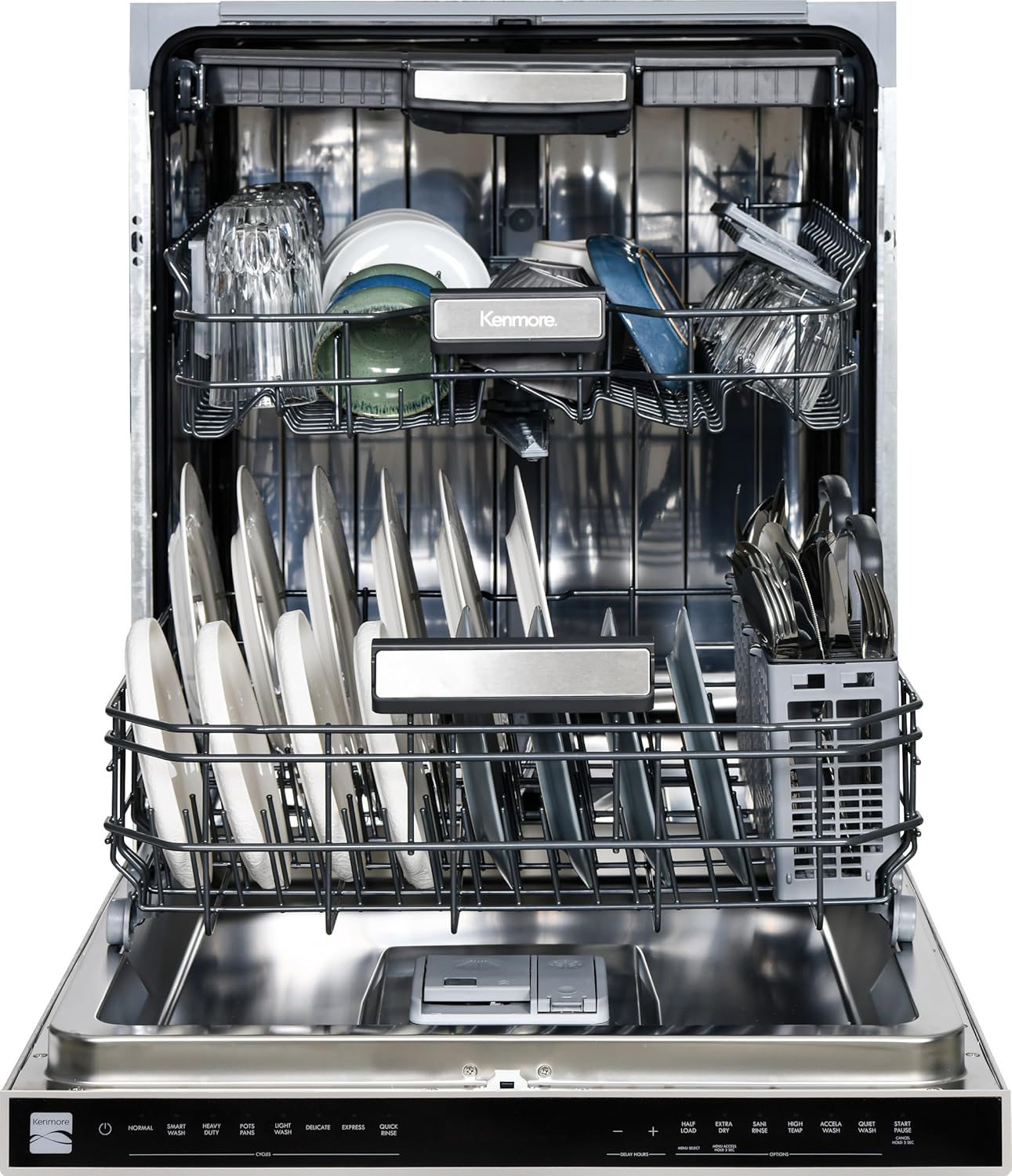 Kenmore 24" Built-in Stainless Steel Tub Dishwasher EasyFlex 3rd, SmartWash, UltraWash Plus, TurboDry, Adjustable Rack, Energy Star Certified, Fingerprint Resistant