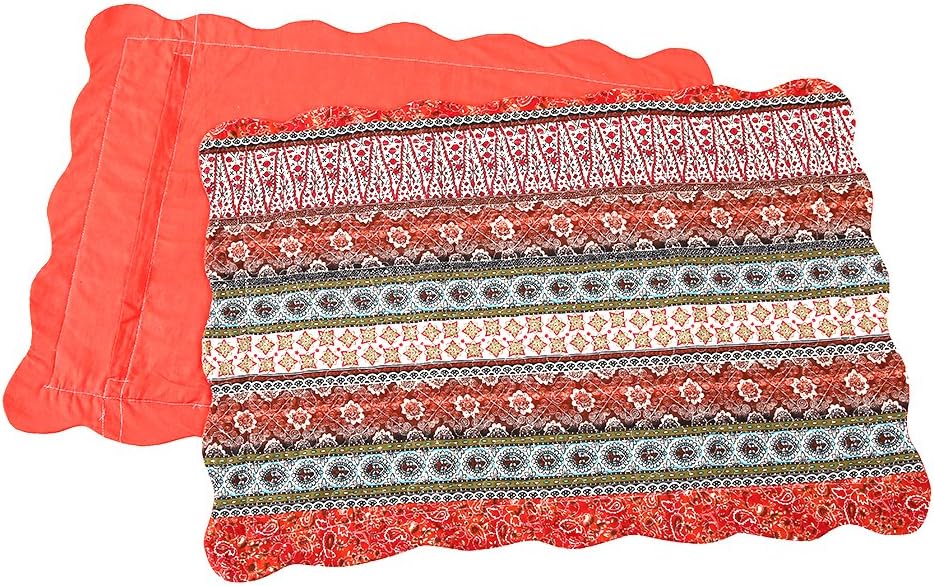 NEWLAKE Quilted Cotton Bed Pillowcases,Striped Classical Style, 2 Pieces, 20x36 Inch