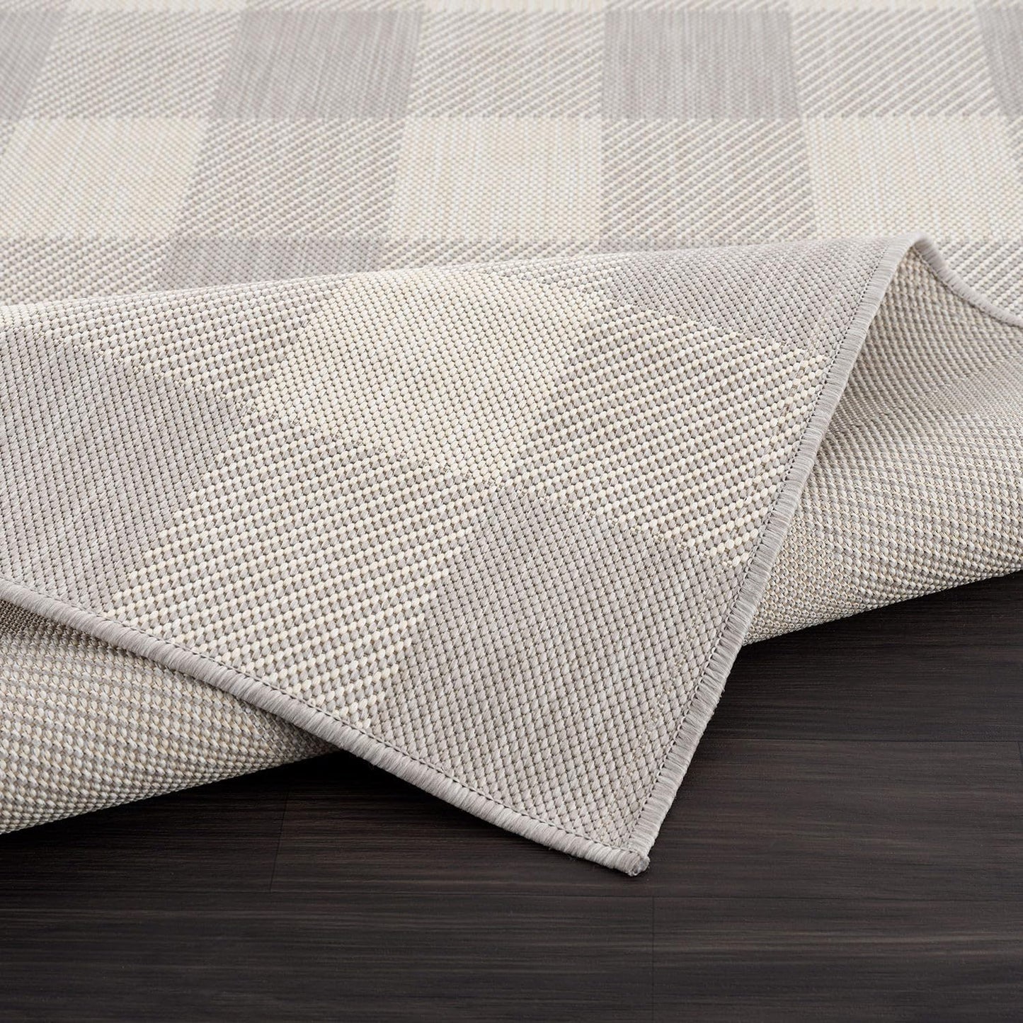 CAMILSON Outdoor Rug - Modern Area Rugs for Indoor and Outdoor Patios, Kitchen and Hallway mats - Easy Cleaning Non Shedding Washable Outside Carpet (5x7, Buffalo - Grey/White)