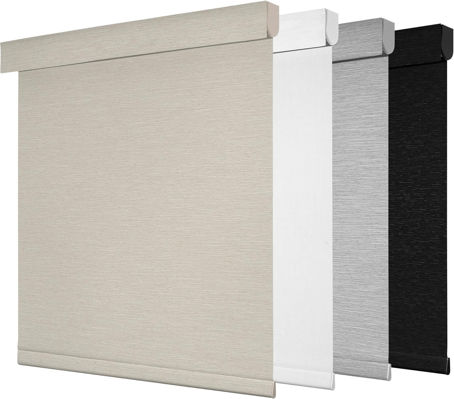 Boolegon Blackout Roller Shades for Windows, Cordless Jacquard Fabric-Matched Roller Blinds, Easy to Install Privacy UV Protection Blinds for Home, Office, Blackout Beige, Custom Size