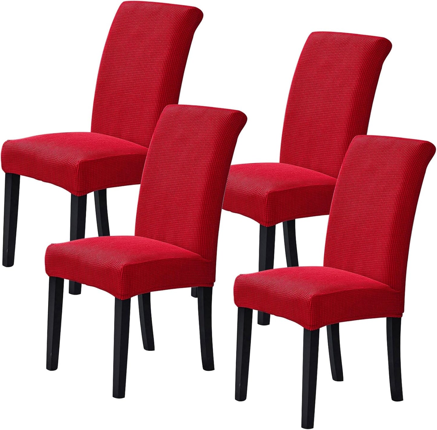 Howhic Stretch Chair Covers for Dining Room Set of 2, Removable Washable Dining Room Chair Covers, Dining Chair Slipcovers Seat Protector, Great for Home Decor and Banquet (Ruby, 4 Pack)