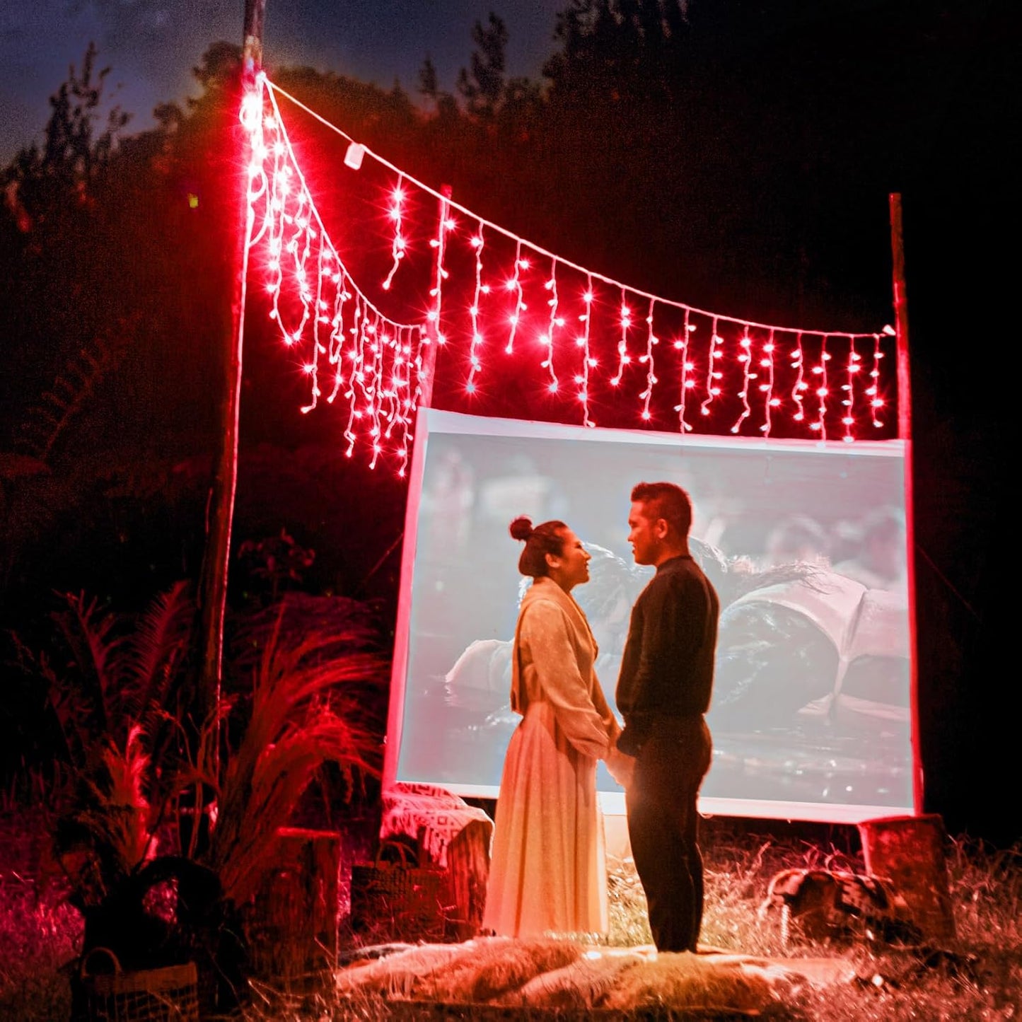 Icicle Lights for Outside, 33ft 400 LED Icicle Christmas Lights Outdoor with 75 Drops 8 Modes, Waterproof Red Christmas Light for House Plug in for Indoor Party Holiday Halloween Decorations