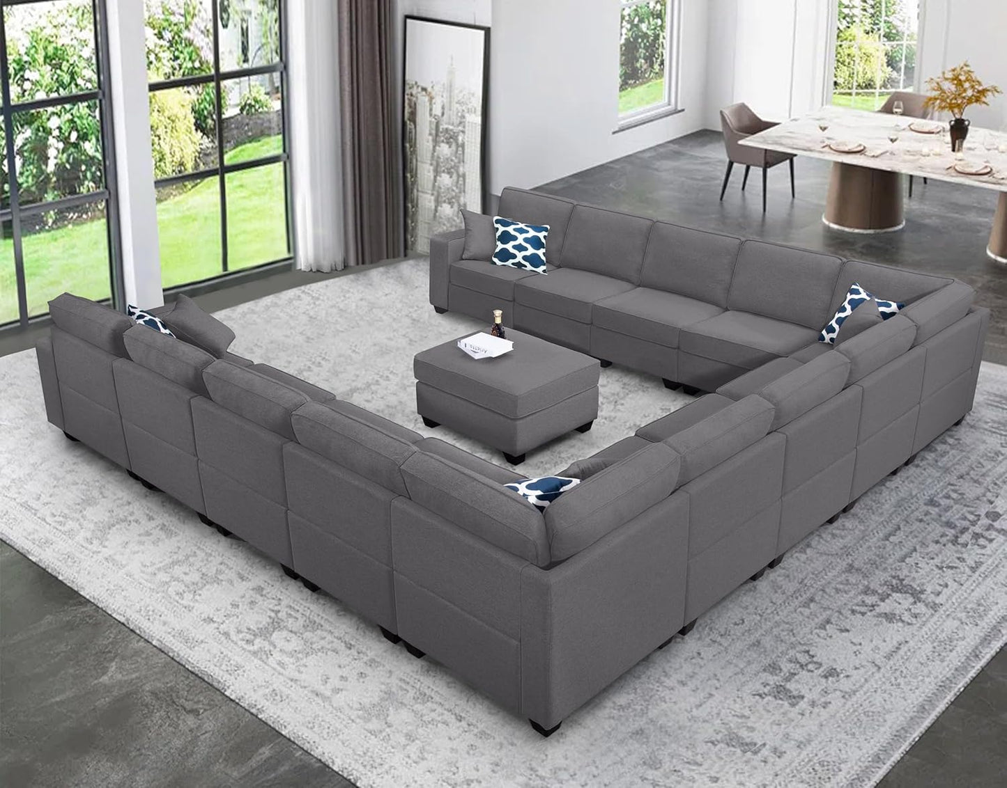 L Lengend Vansen Modular Sectional Sofa U Shaped Couch with Ottoman Modern Reversible Corner Sectional Couch for Living Room (Dark Grey, U Shaped Sofa-6)