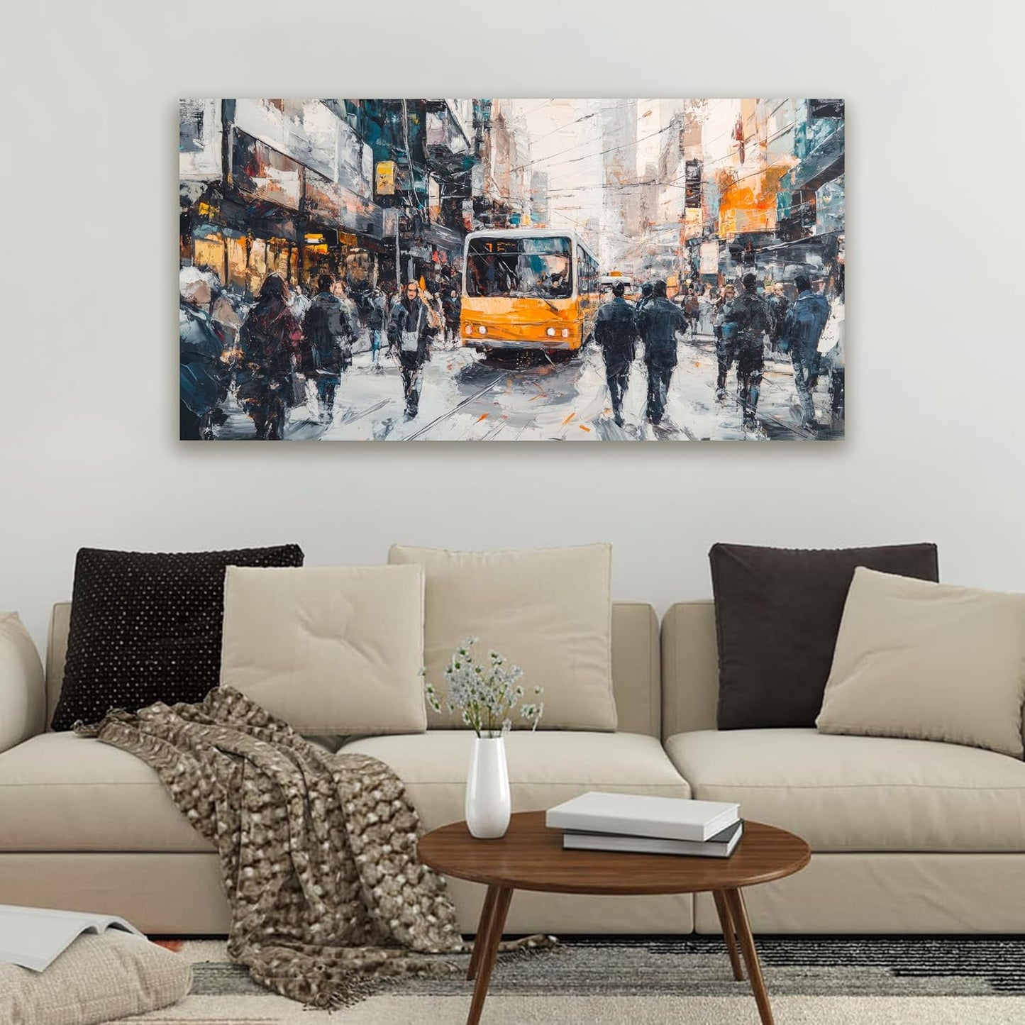 AIXMGSJS Canvas Wall Art Decor Wall Art Pictures for Living Room Abstract Canvas Art Wall Decor Modern Colorful Wall Art Prints City Life Art Decorations Artwork for Walls Home Office Decor 20" X 40"