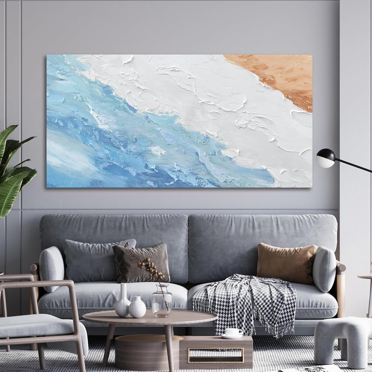 Canvas Wall Art Decor Wall Art Pictures for Living Room Abstract Canvas Art Wall Decor Large Modern Abstract Wall Art Prints White Blue Aesthetic Wall Art Artwork for Walls Home Office Decor 29"X58"