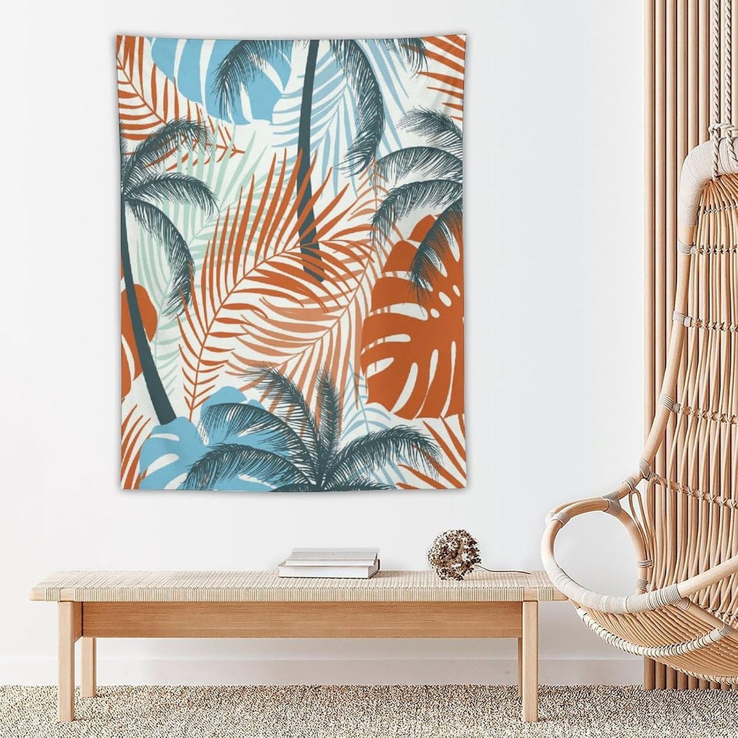 ICMOLYYENLO Palm Leaf Tapestry Wall Hanging, Tropical Leaves Plant Jungle Green Hawaiian Art Home Decor for Guest Bedroom Living Room Dormitory 40x60 Inch