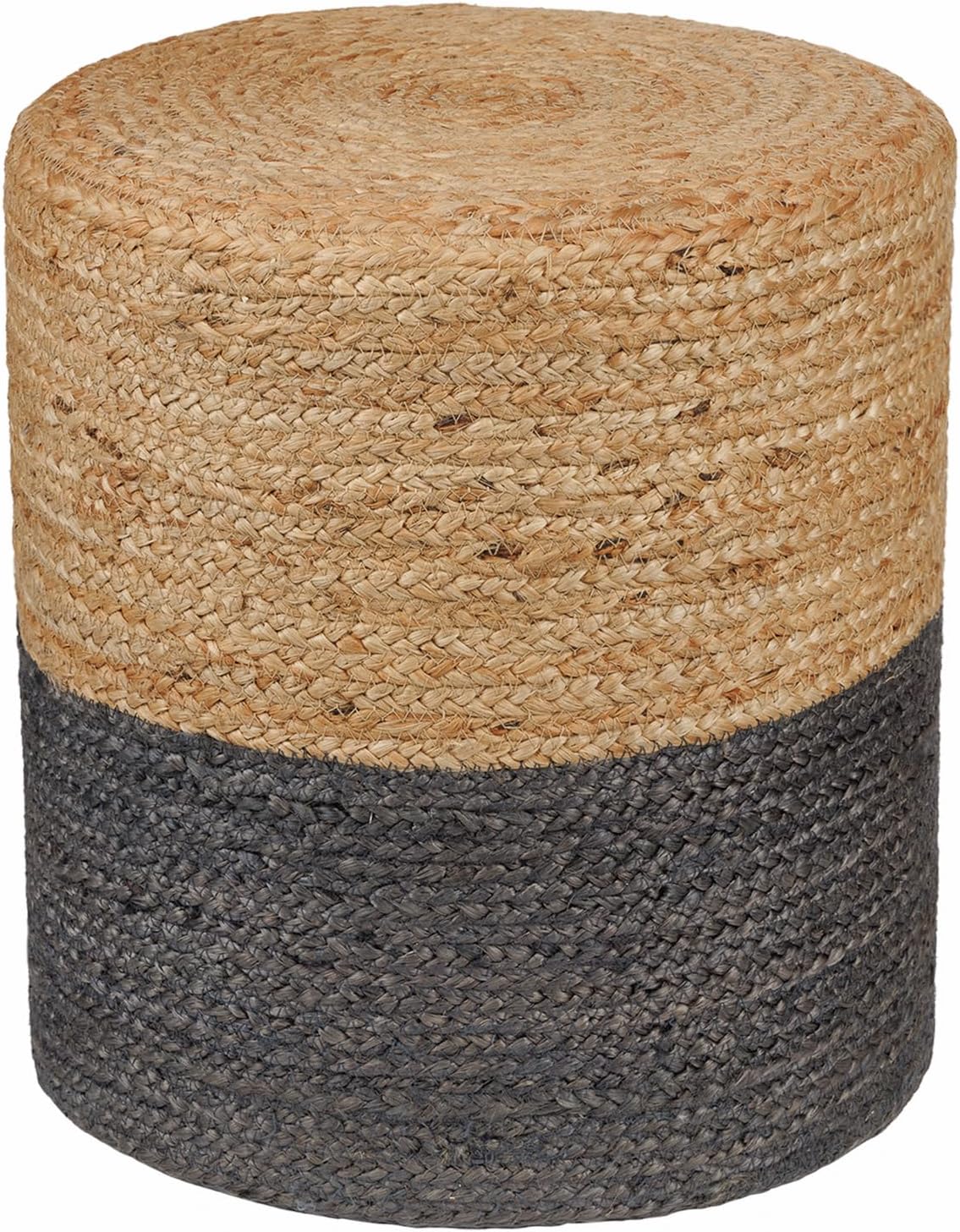REDEARTH · Cylindrical Pouf Foot Stool Ottoman - Jute Braided Pouffe Poof Accent Sitting Footrest for The Living Room, Bedroom, Nursery, Patio, Lounge & Other Rooms (14.5”x14.5”x16”; Natural Gray)