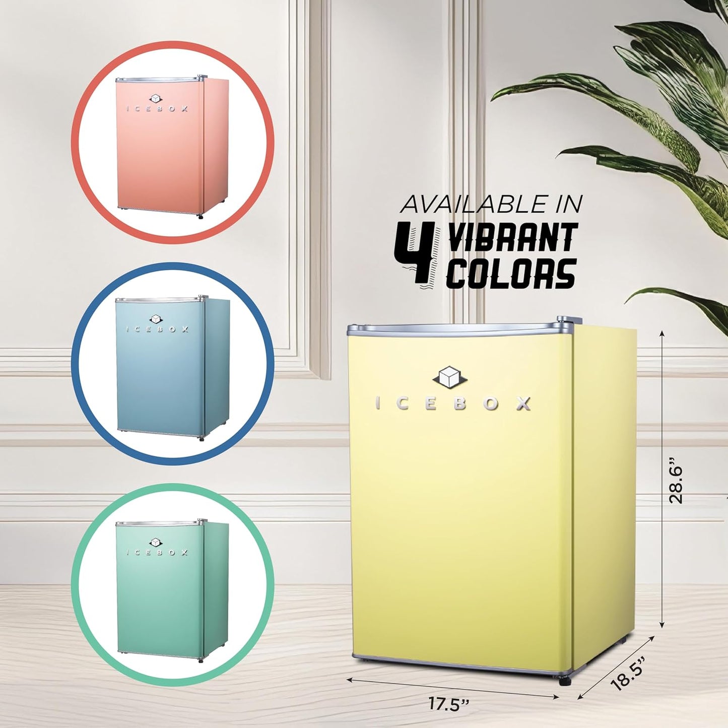 2.5 Cu. Ft. Compact Refrigerator, ENERGY STAR Certified Small Refrigerator, Single Door Mini Fridge with Freezer, R600a Refrigerant, IBCR25SUN , Sun Yellow