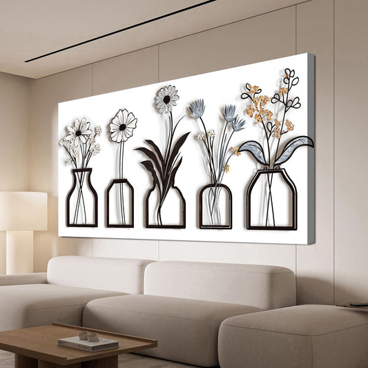 Canvas Wall Art Decor Large Modern Black and White Wall Art Decoratiions Abstract White Flower Wall Art Prints Large Art Work for Wall Decor Pictures for Living Room Home Office Decor 29" X 58"